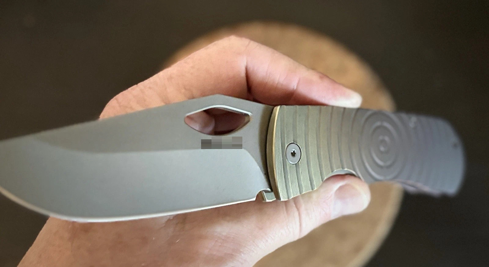 Custom anodized titanium EDC knife – Gold/Purple/Blue Fade/Darkwash 3.74″ 154CM