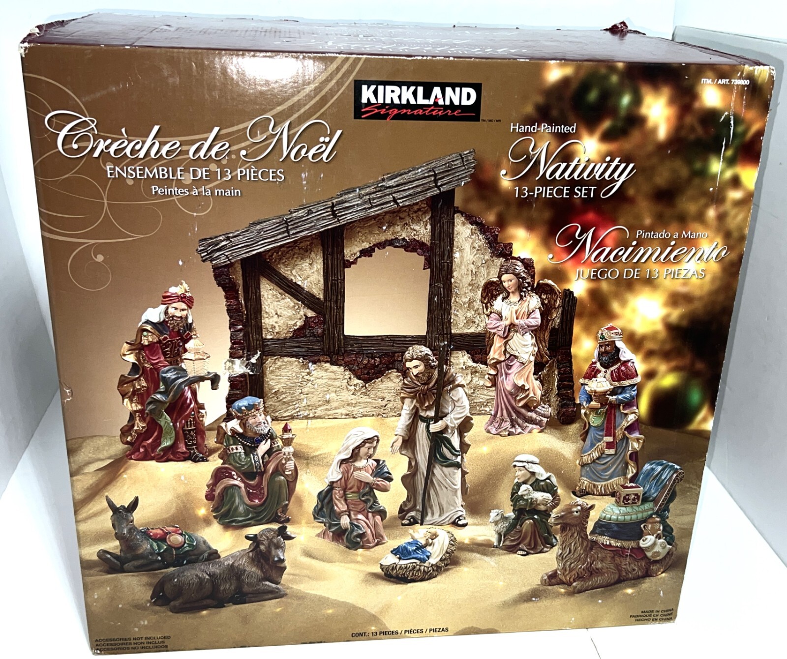 Kirkland Signature Hand-Painted 13 Piece Lrge Creche De Noel Nativity Set 739800