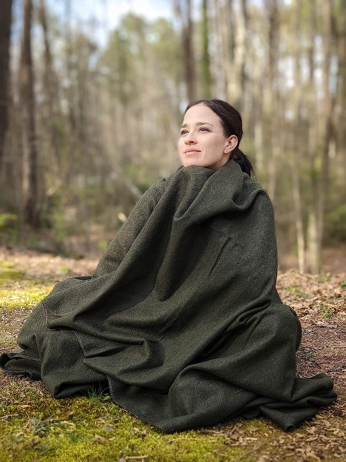 Ever Ready Warm Wool Fire Retardant Blanket 66″ x 90″ US Military Style – Green