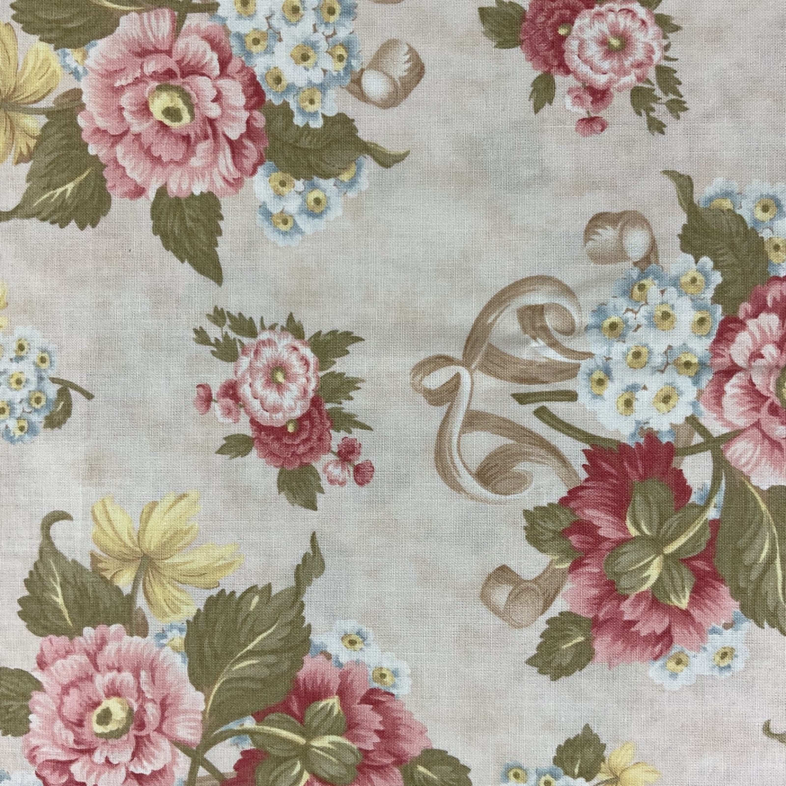 Vintage Shabby Floral Cotton Fabric “Old Fashioned Charm” Blackbird Designs