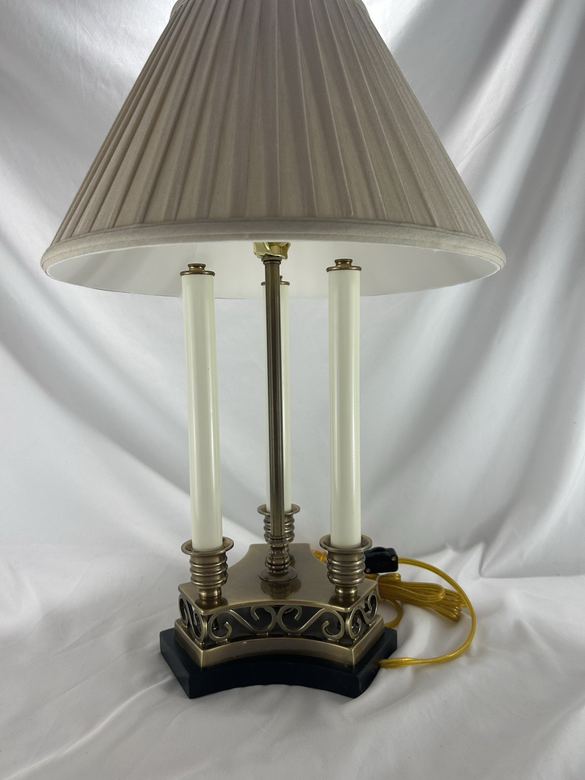 Frederick Cooper Brass Candelabra Table Lamp 3-Light Neoclassical Pleated Shade