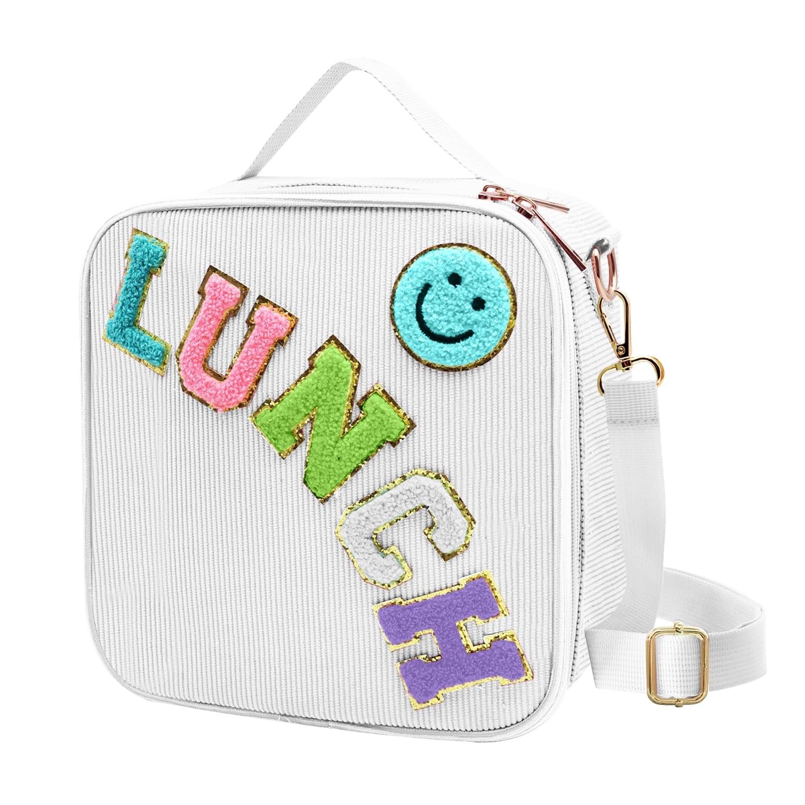 Insulated Lunch Bag With Adjustable Shoulder 10.4 LX 6.5 W X 8.5H, White