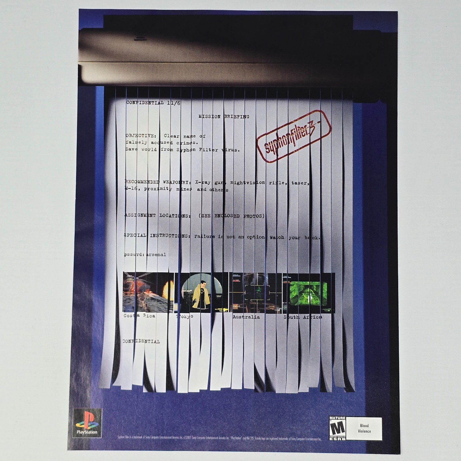 Syphon Filter 3 PlayStation PS1 Authentic Magazine Ad