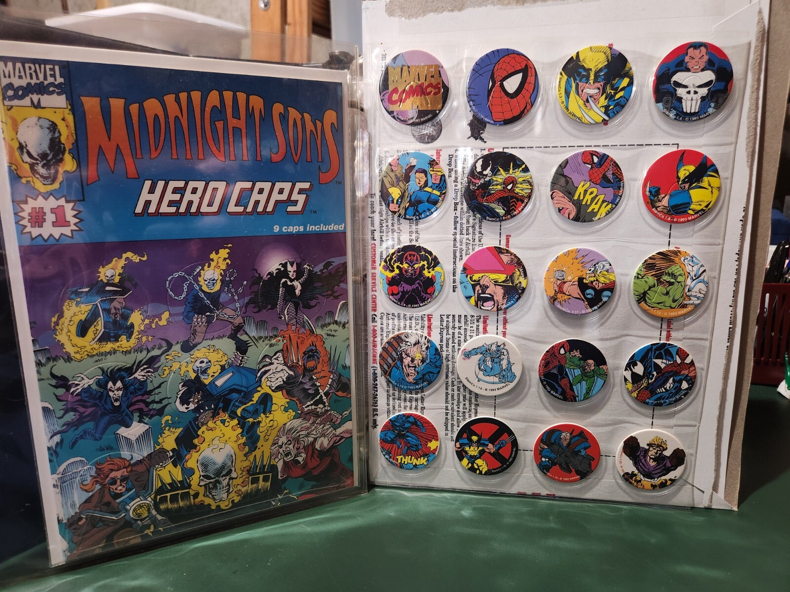 1993 Marvel SlamCo Hero Caps Set 1-20 & Midnight Sons 9 Cap Set