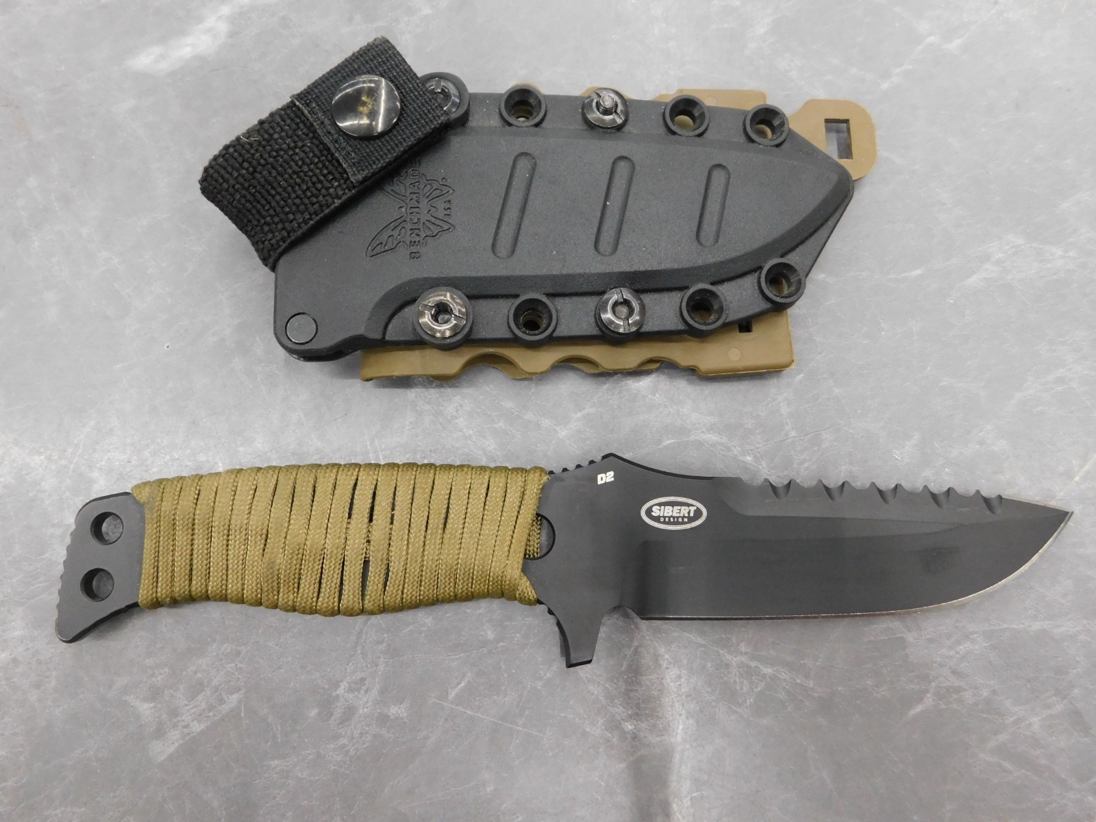 Benchmade 375 Sibert D2 Fixed Blade Knife, Cord Wrap Handle, Sheath
