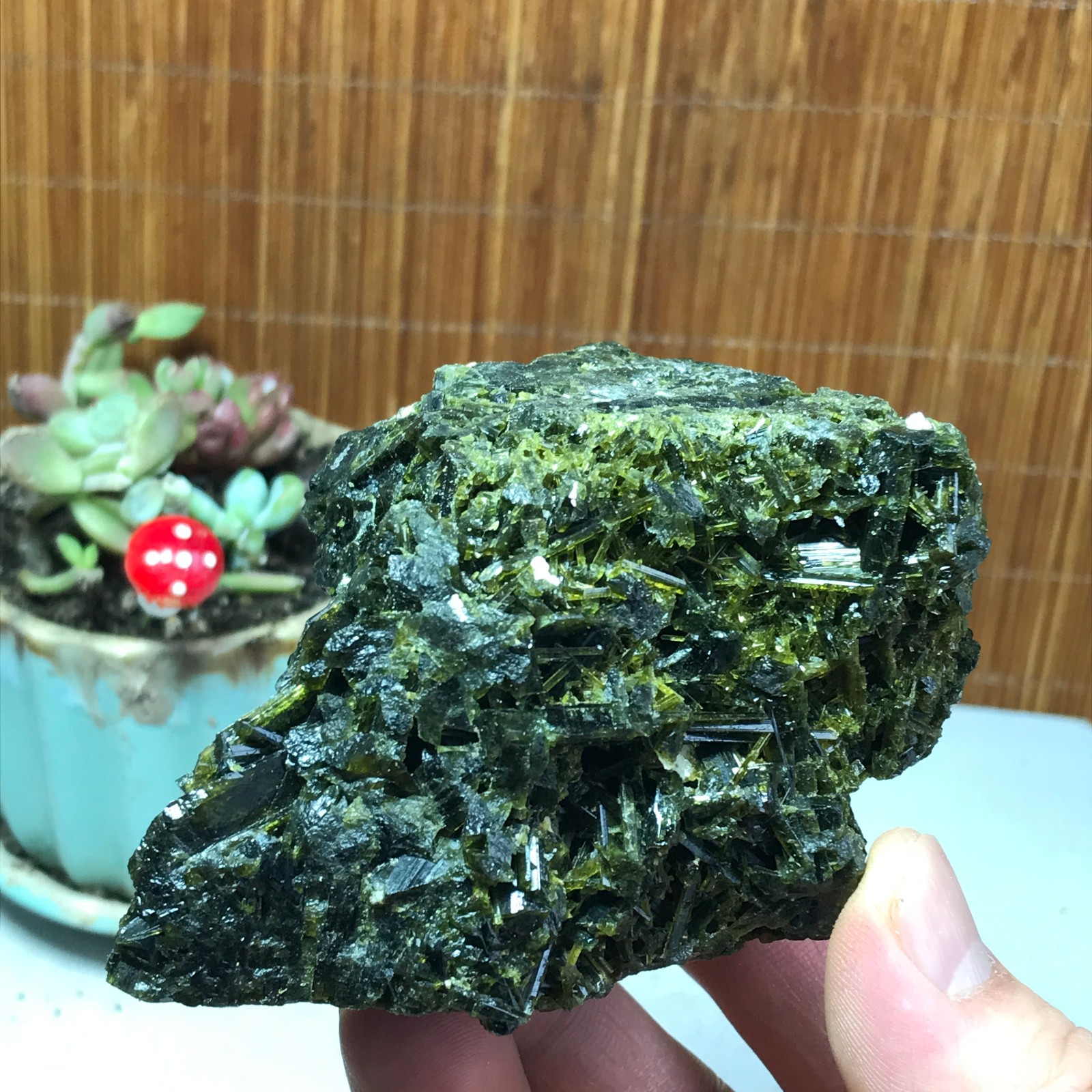 87mm Natural Dark Green acanthconite Crystal rough original Specimen 471g A4016