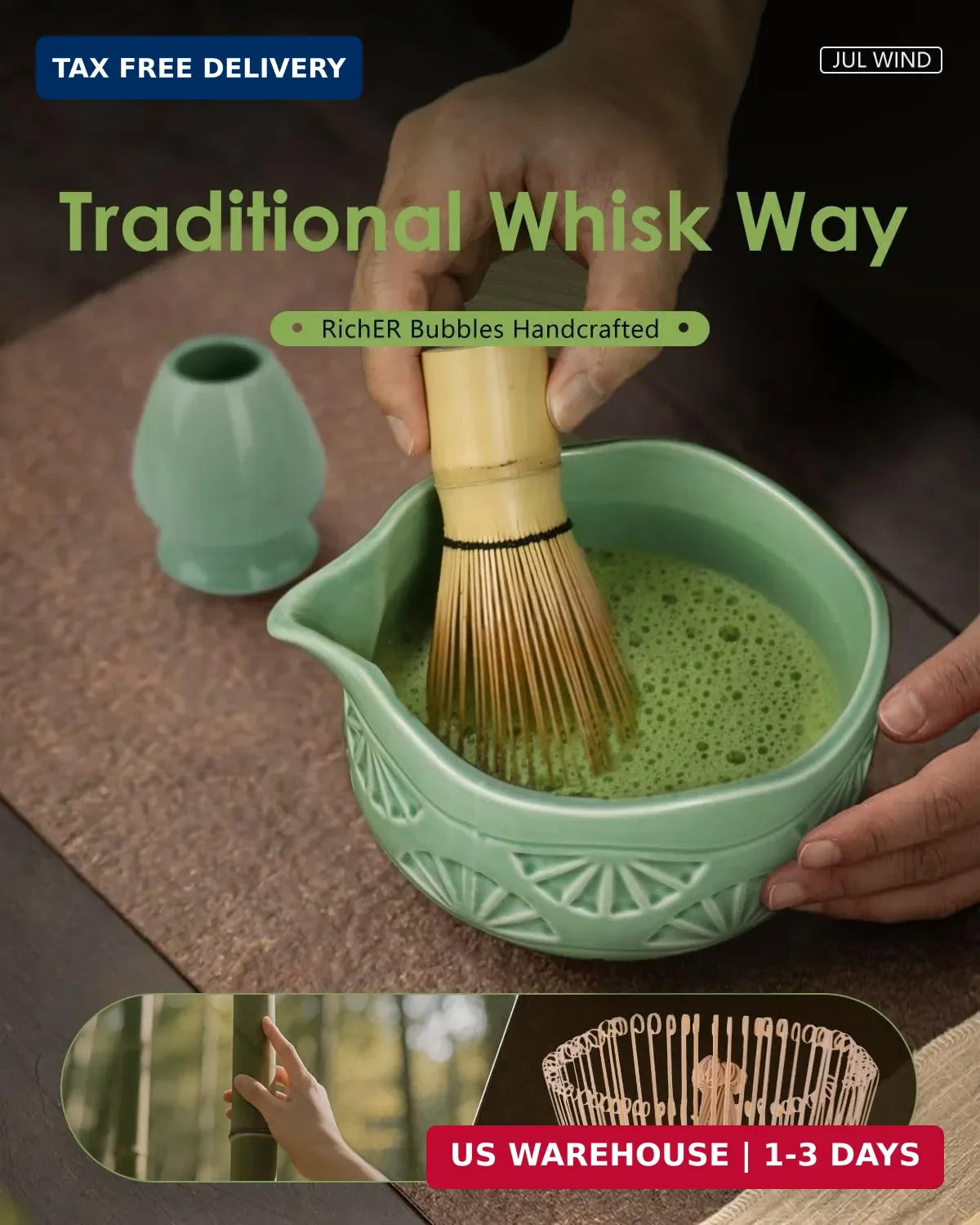Matcha Whisk Set, Ceramic Matcha Set Includes Matcha Bowl with Spout, Matcha Whi