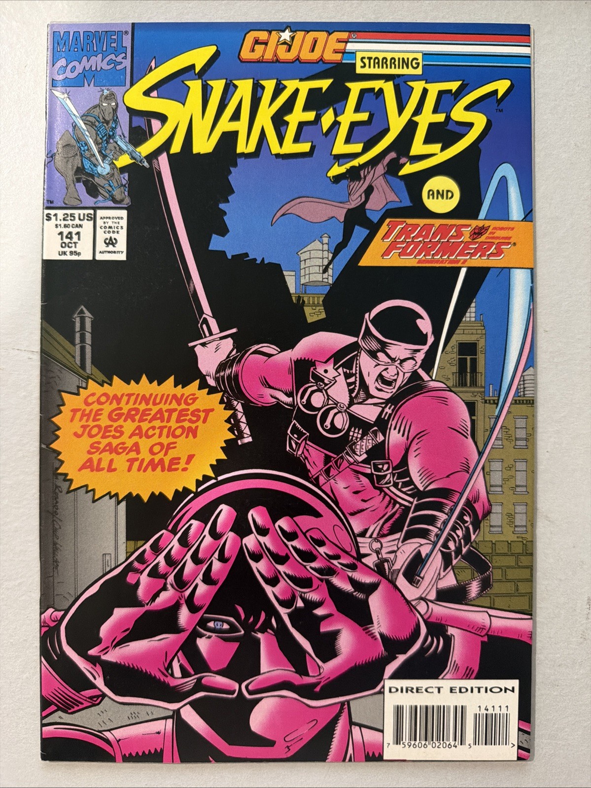 G.I. Joe #141 Vol. 1 1993 Marvel Comics Snake Eyes Transformers