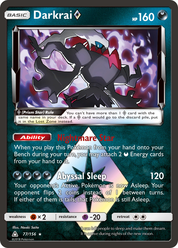 DARKRAI ◇ 77/156 PRISM STAR RARE ULTRA PRISM POKEMON HOLO NEAR MINT