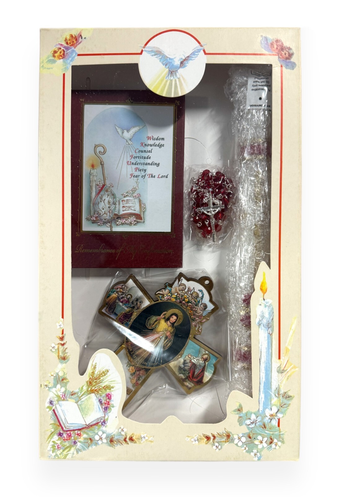 Confirmation Candle Box Gift Set Boys Girls English Missal Cross Rosary