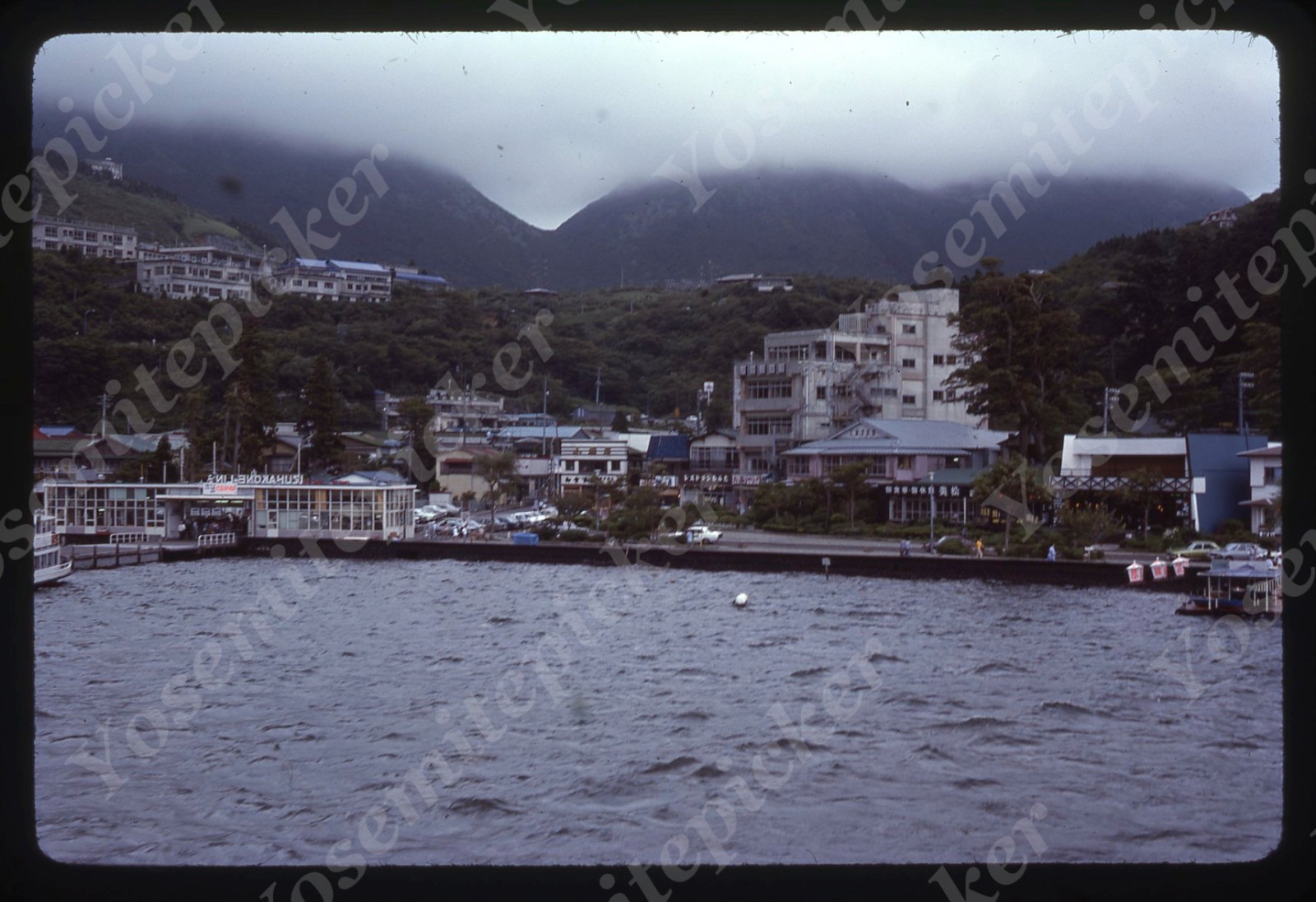 sl15 Slide 1978 Japan foggy day harbor downtown 340a