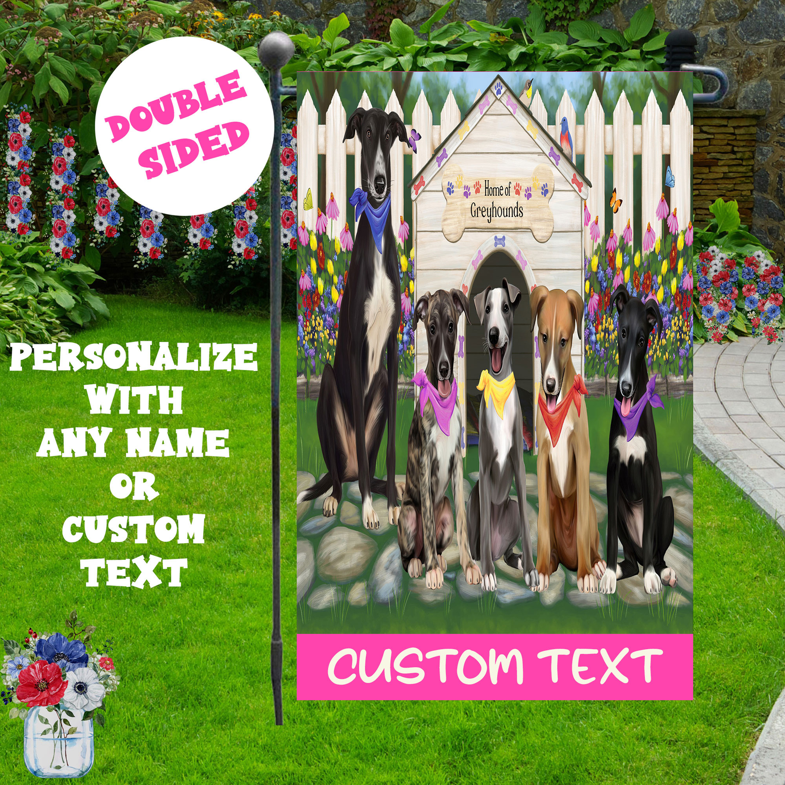 Greyhound Dogs Yard Porch Lawn Spring Halloween Fall Vertical Home Garden Flags