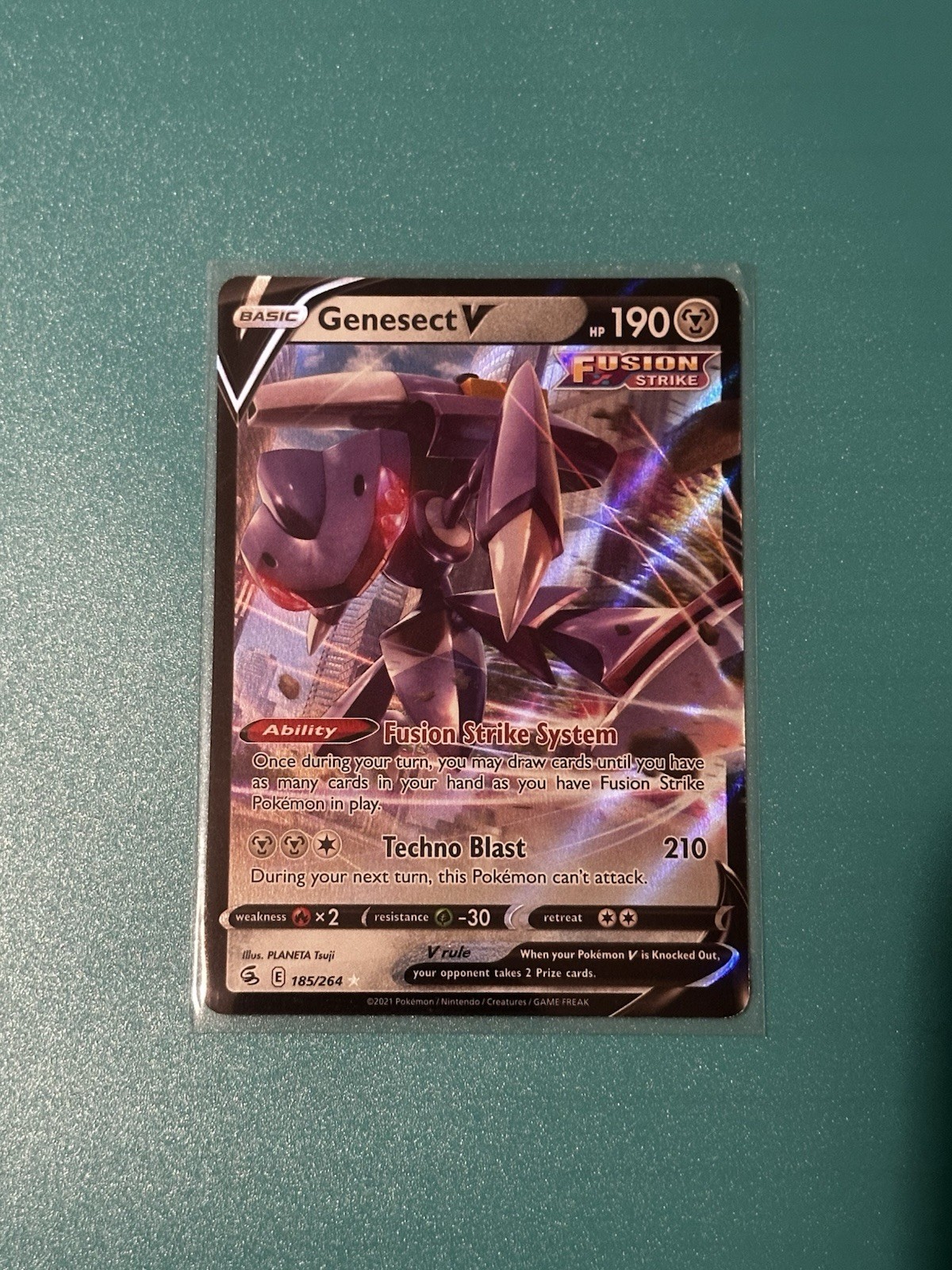 Pokemon Card Genesect V Ultra Rare Fusion Strike 185/264