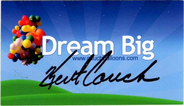 Kent Couch Famous Balloonist Signed Autograph Business Card
