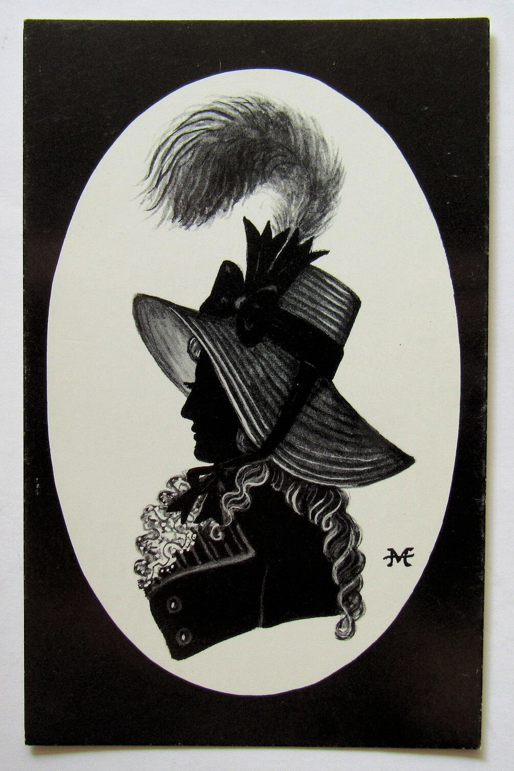 Art Silhouette Postcard Lady Hat Feather by Mark Haddon Limited Edition 0980