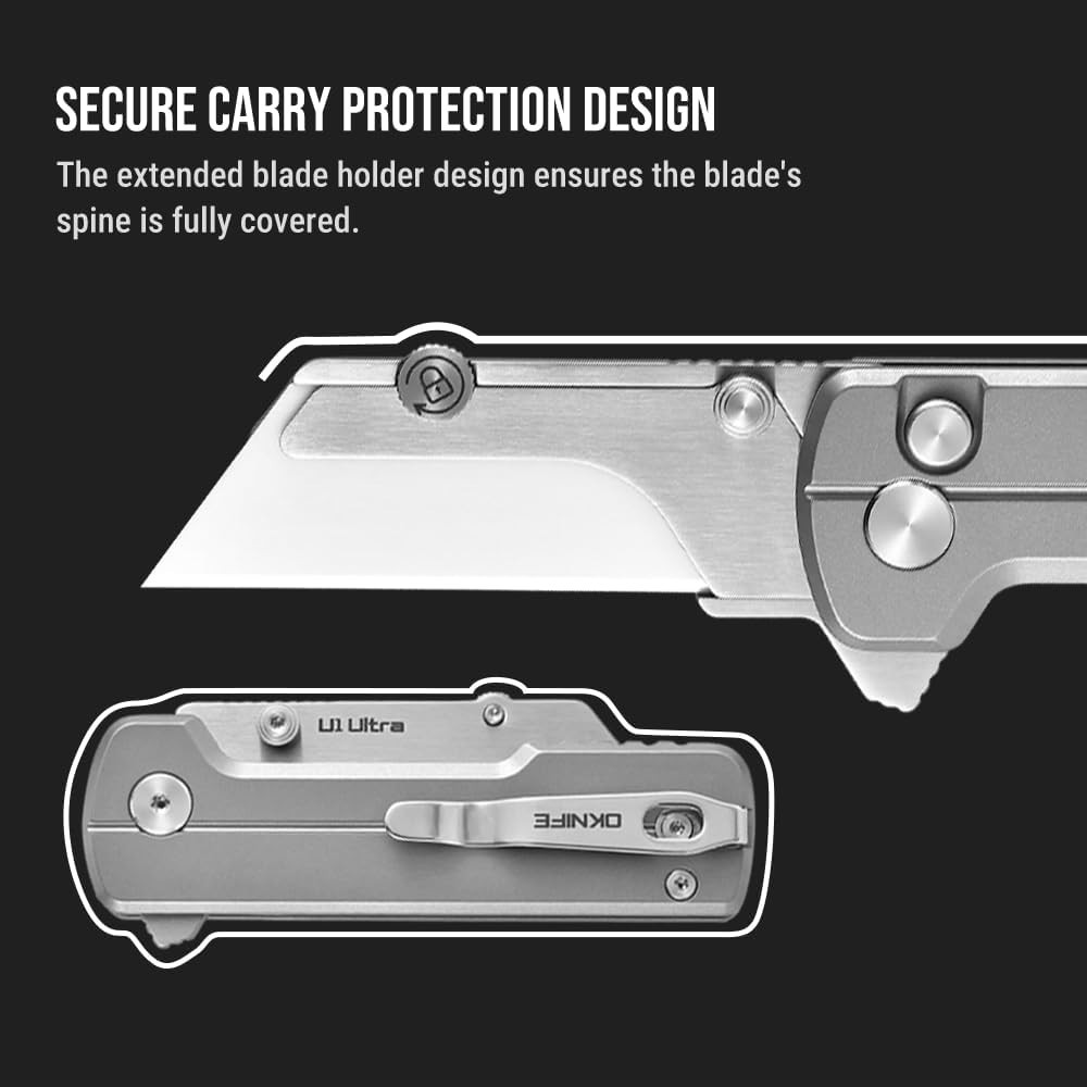 OKNIFE U1 Ultra Titanium Pocket Folding Utility Knife with Ceramic Blade