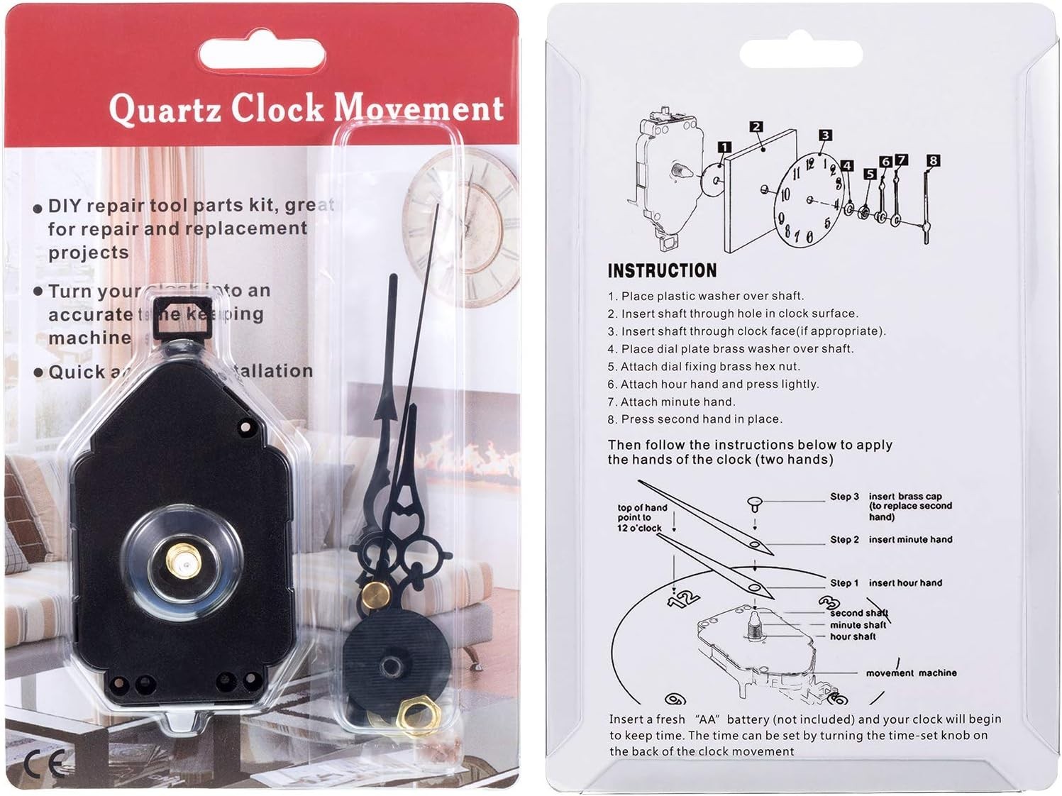 Battery-Powered Quartz Clock Movement with Pendulum Rod – Easy Installation