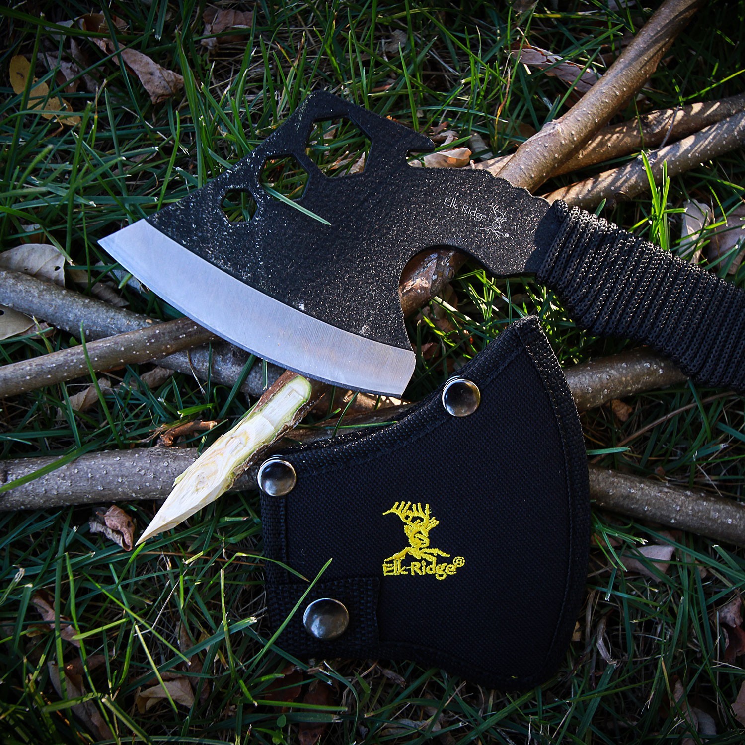 10.50″ Elk Ridge Camp Full Tang Axe w/Cord Wrapped Handle and Nylon Sheath