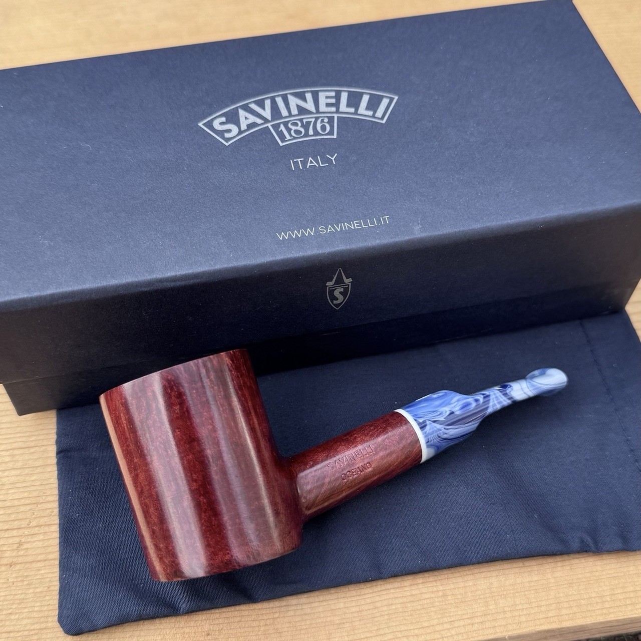 Savinelli Oceano Smooth Poker (311 KS) 6mm Filter Pipe – New