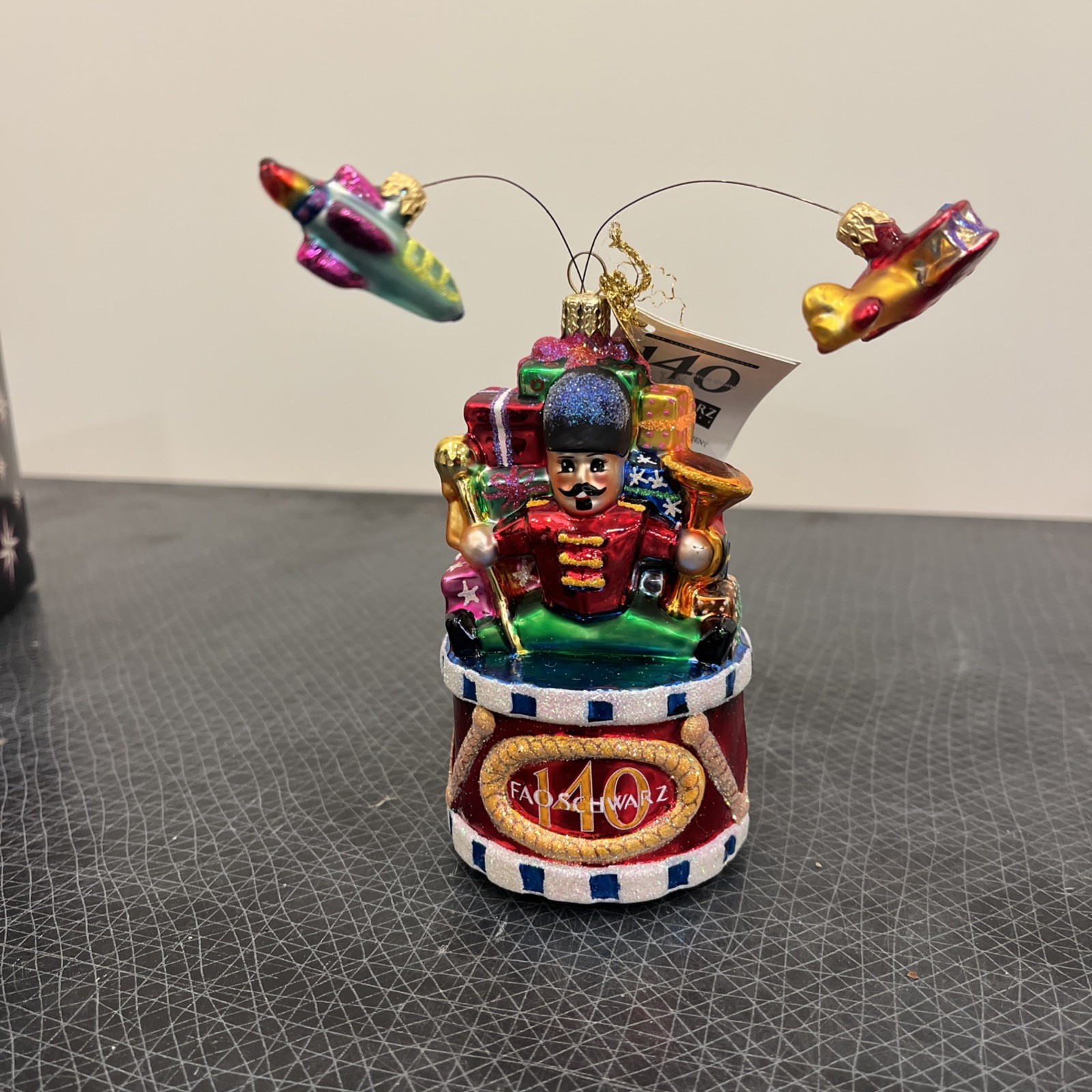 Radko Rare Ornament FAO SCHWARTZ 140th Anniversary, Toy Drummer, Flying Planes
