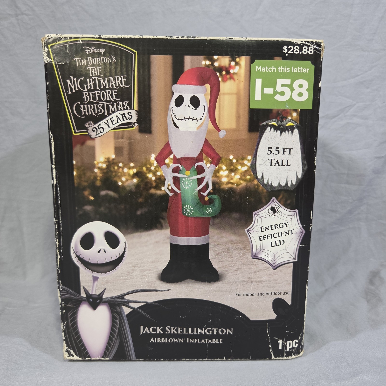 Jack Skellington Santa Nightmare Before Christmas Gemmy Inflatable 5.5 Ft