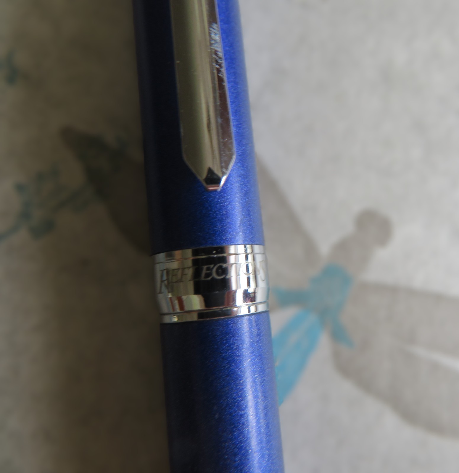 Reflections Fine Writing Instruments Brushed Blue w/Silver trim Rollerball Pen
