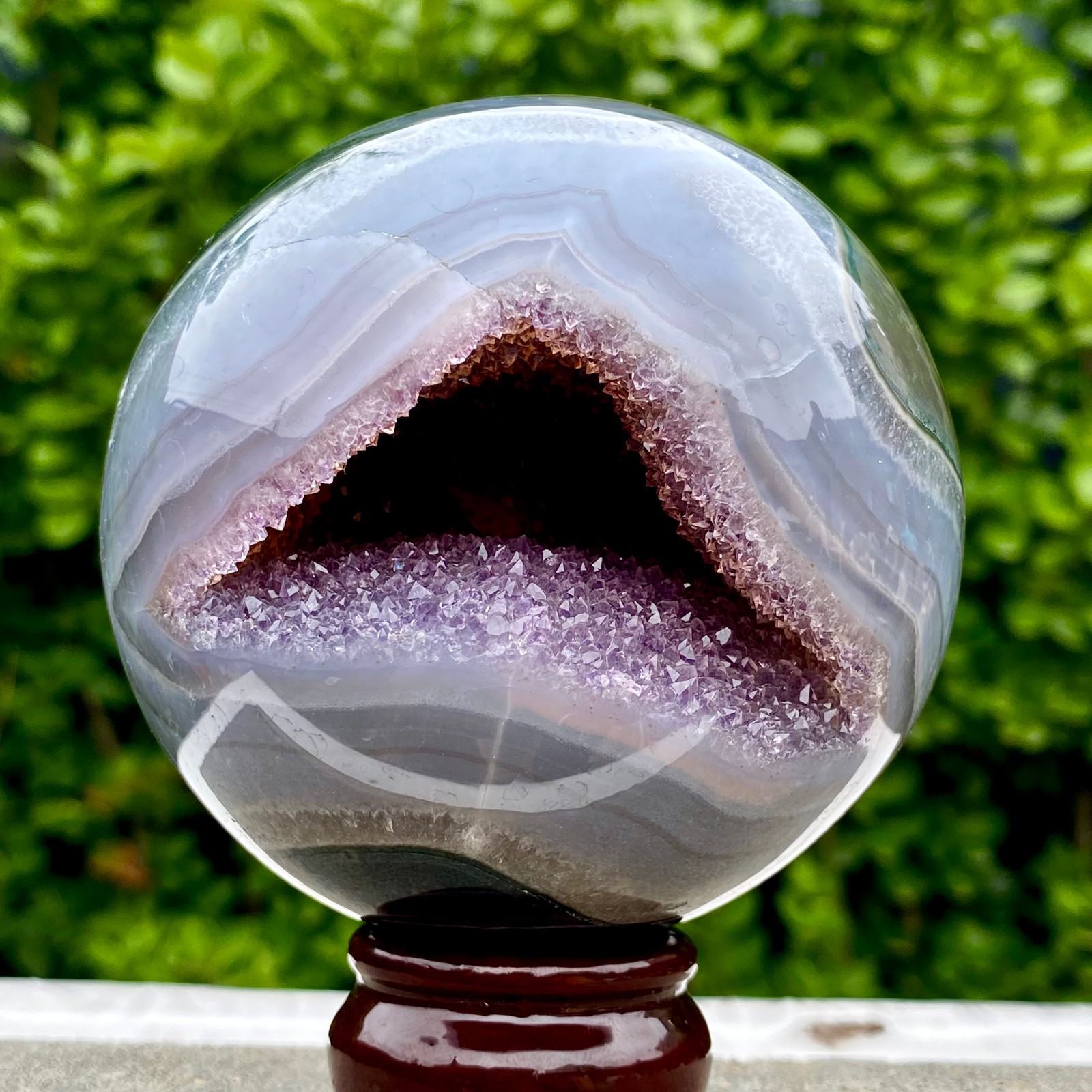 2LB Natural Amethyst Agate Sphere Polished Healing Crystal Ball Home Fe