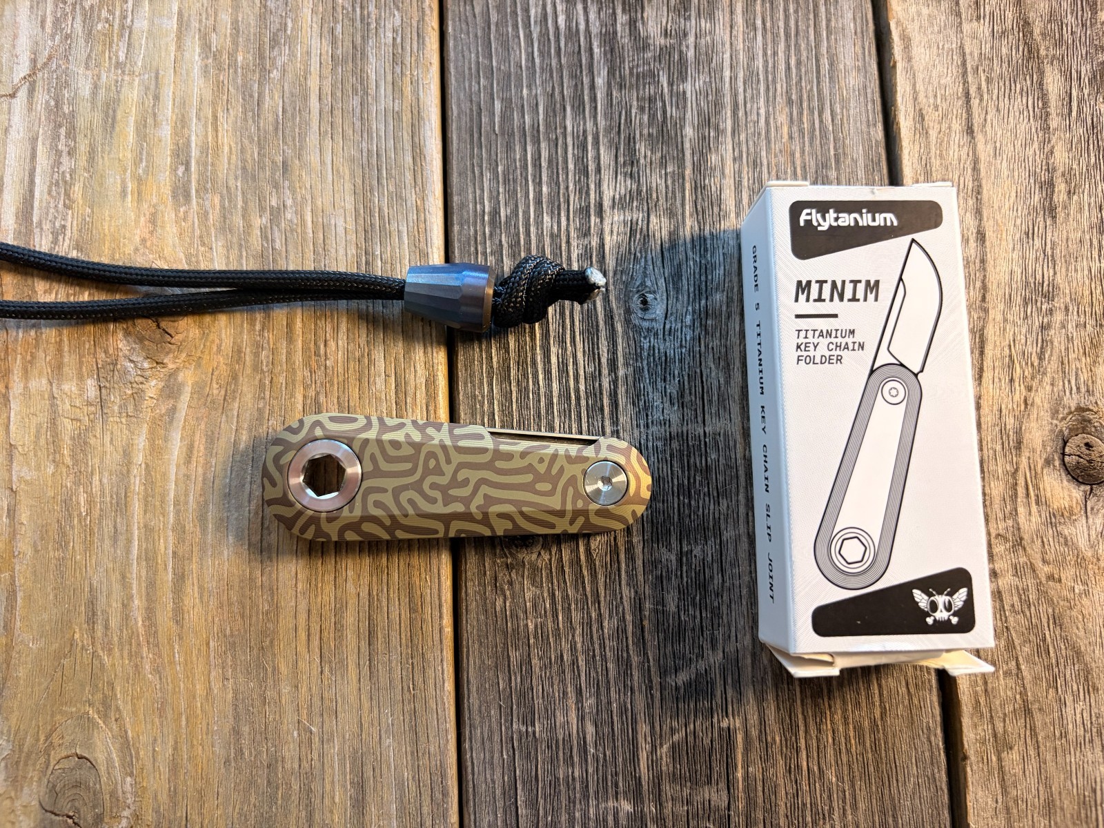 Flytanium Minim Slipjoint Keychain Knife – Brain Custom- Gold Anodized TI Rare!