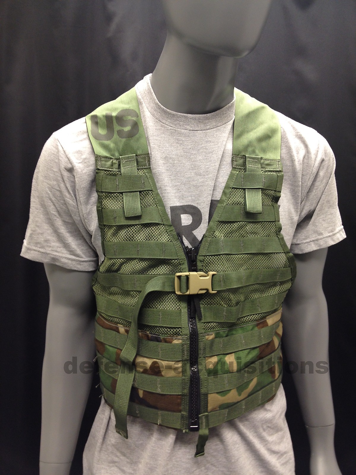 US MILITARY WOODLAND CAMO FIGHTING LOAD CARRIER FLC TACTICAL VEST MOLLE II VGC