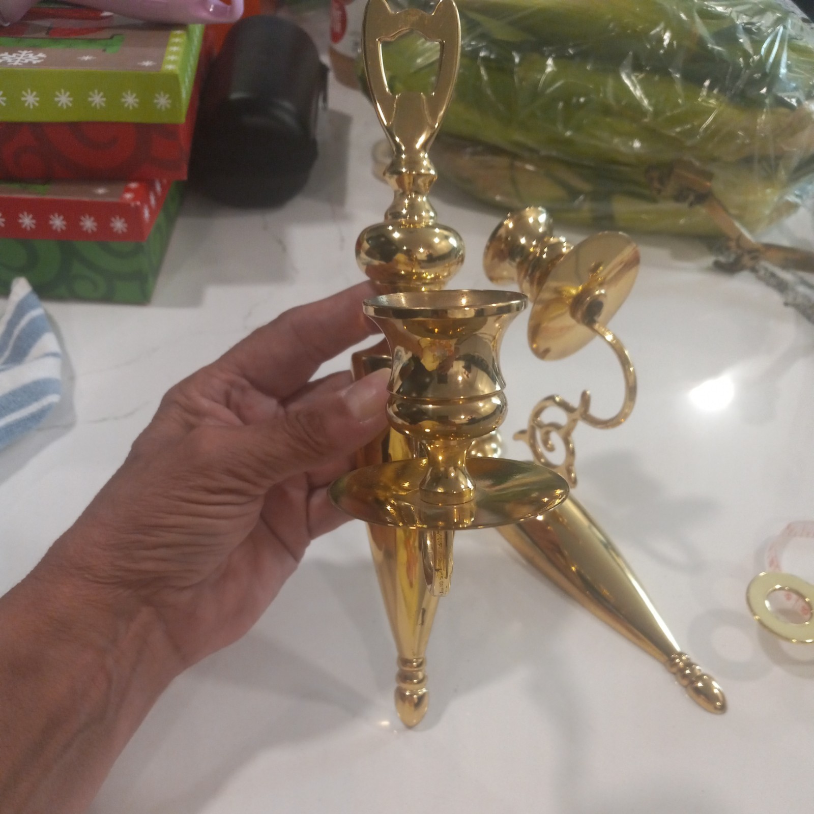 Baldwin Brass Candle Sconce Wall Candelabra Pair EB Mark Forged USA