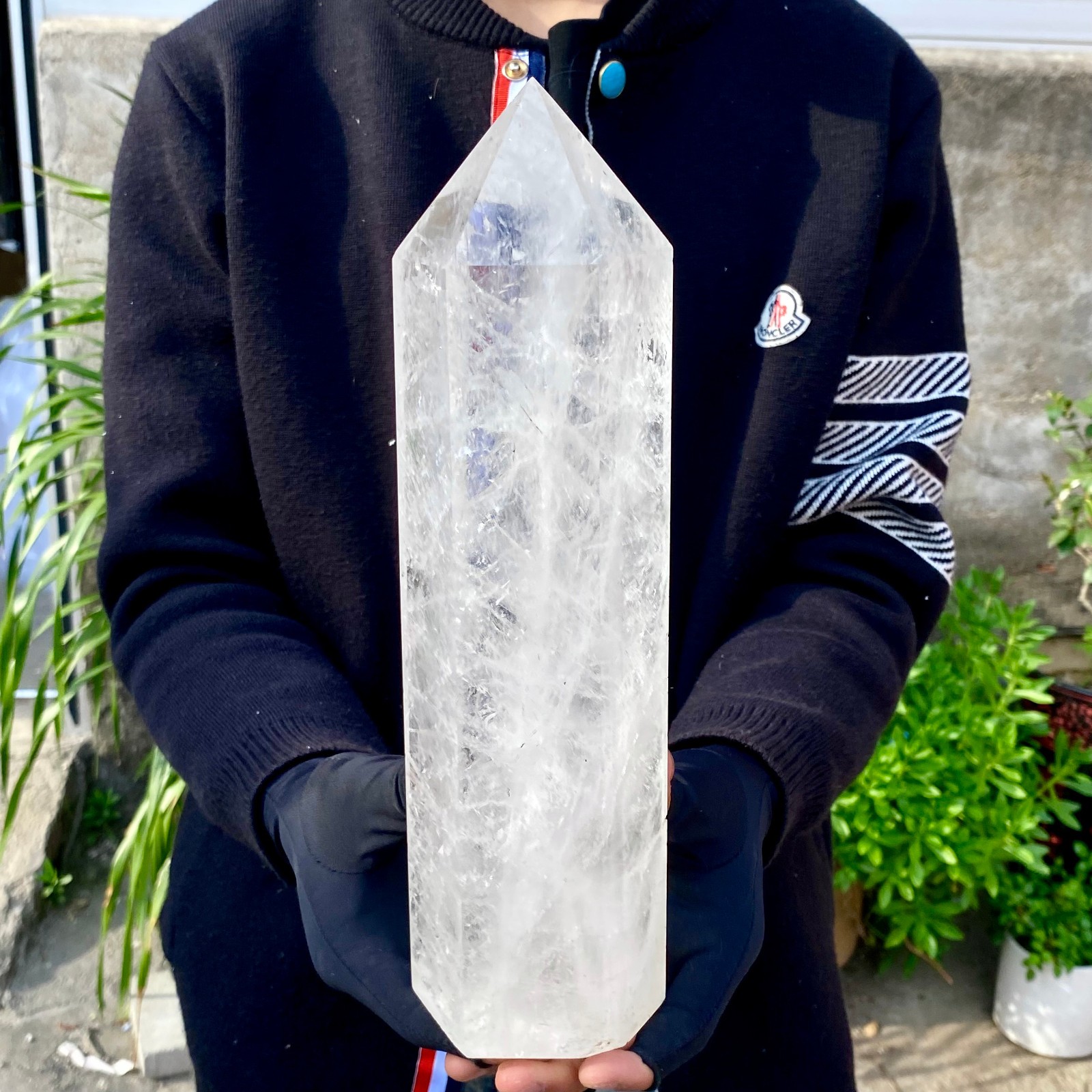 6.24LB Natural clear white crystal obelisk Crystal energy column Reiki healing