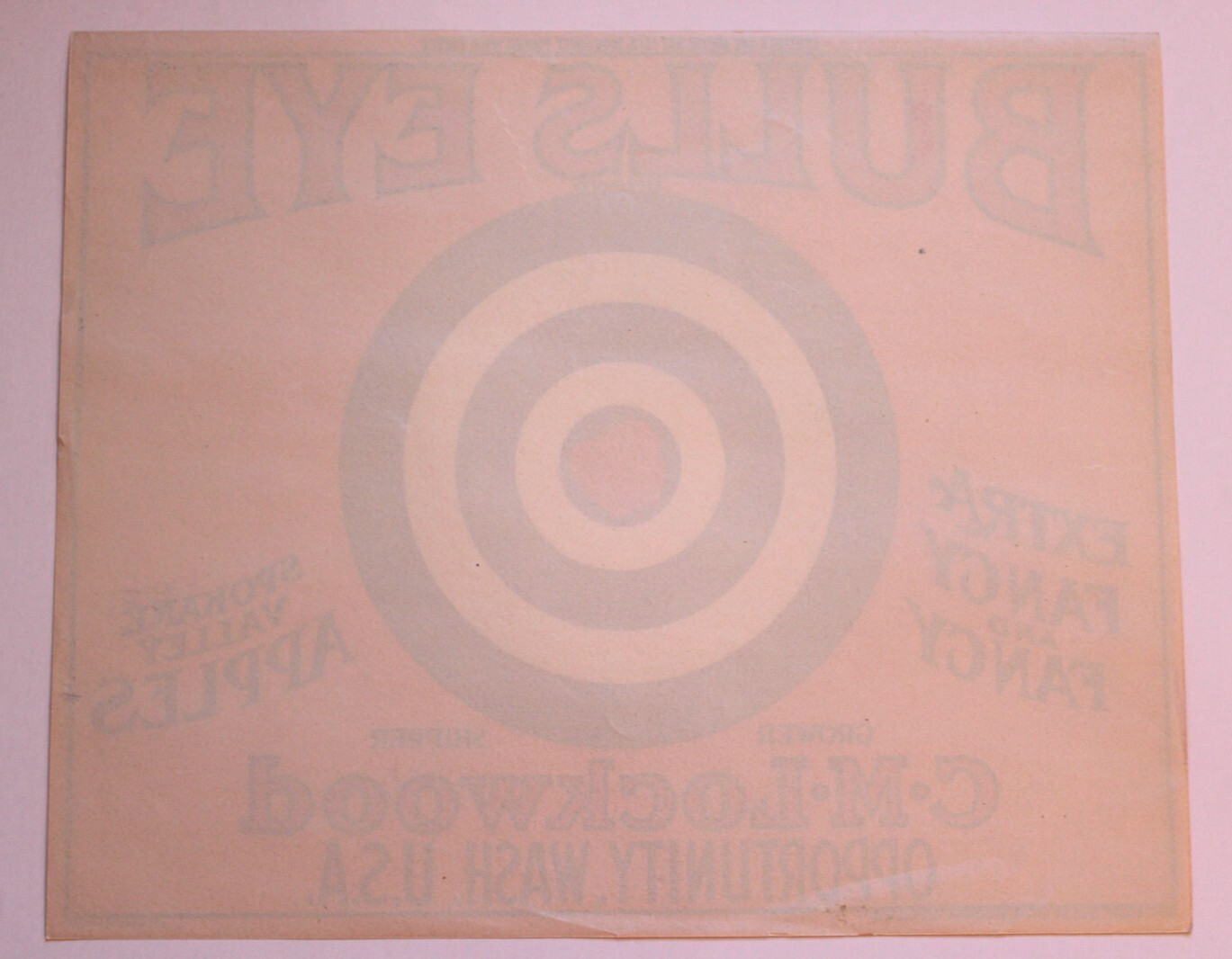 Original Bulls Eye apple crate label Opportunity Washington Lockwood org target