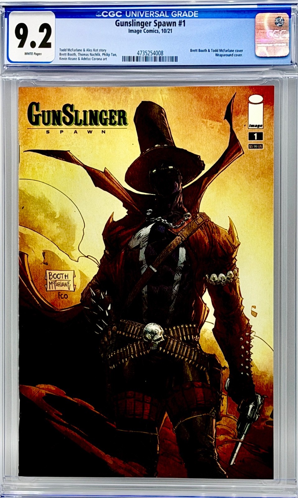 Gunslinger Spawn 1 CGC 9.2 White Pages McFarlane Booth Wraparound Cover