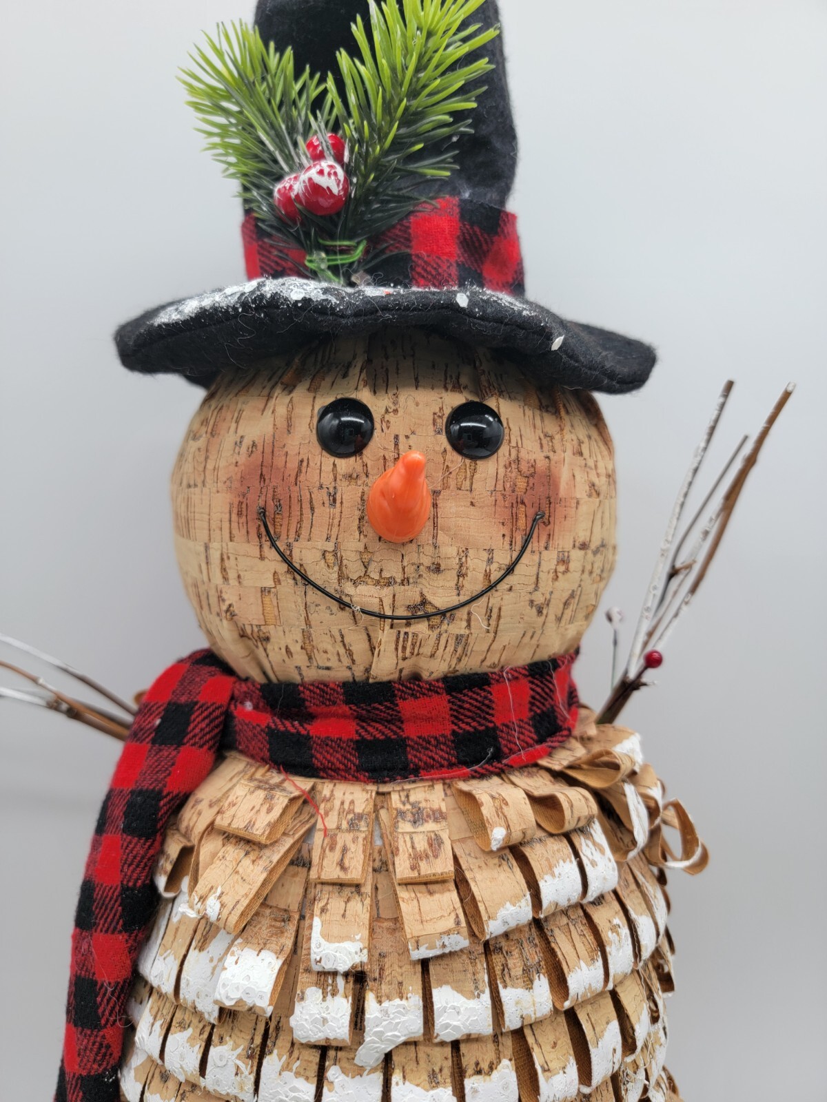 Vintage look Snowman Figure Handmade Folk Art Christmas 18″