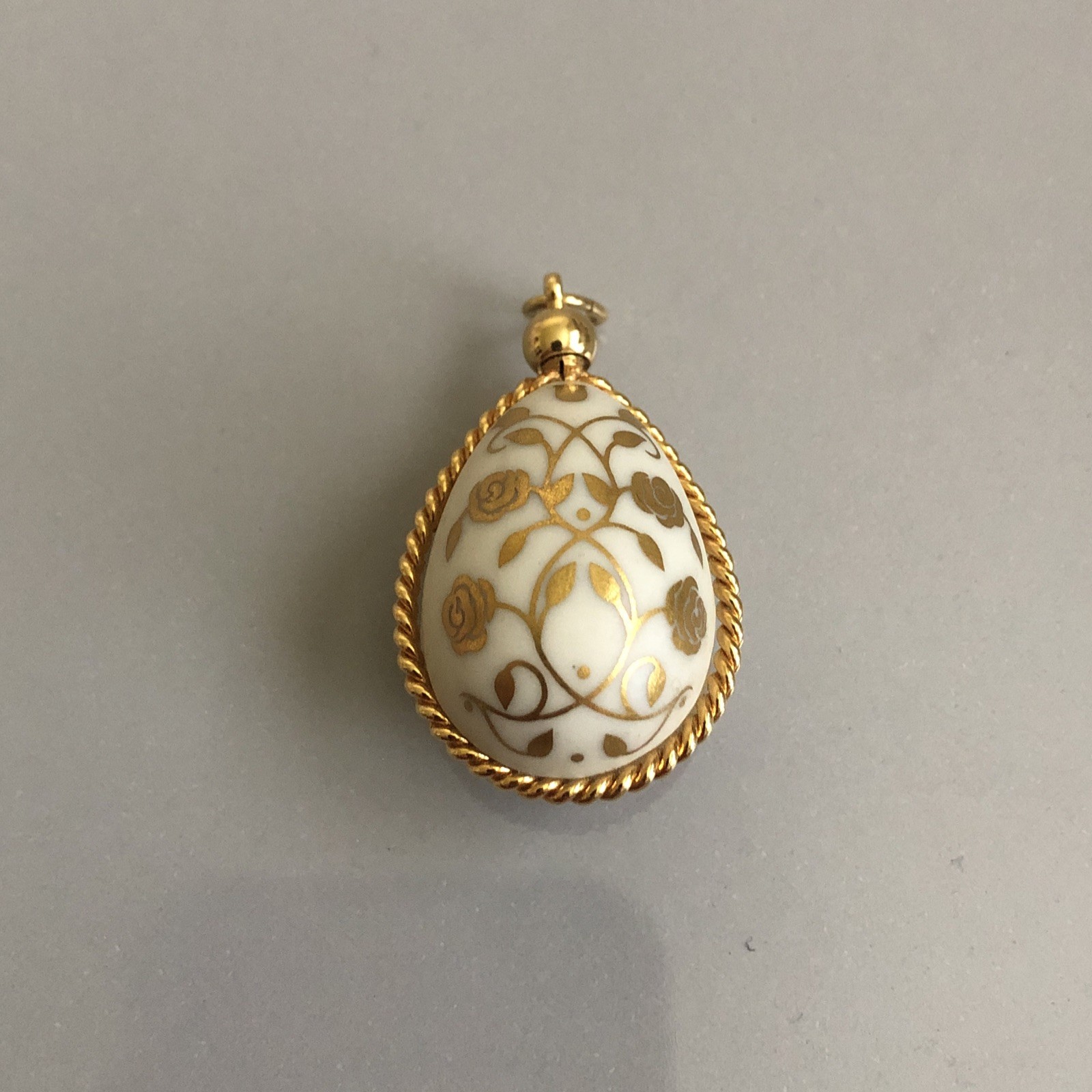 Franklin Mint Small Easter Egg CHARM 24K Gold Trim Art Nouveau Style (no chain)