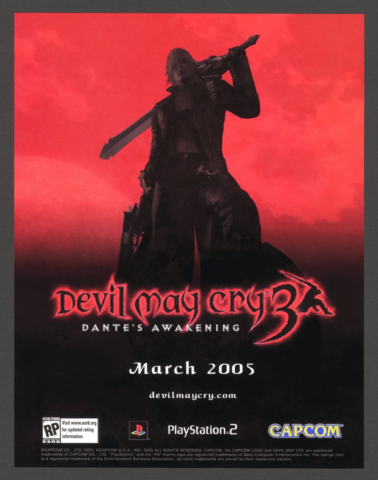 Devil May Cry 3 Playstation 2 PS2 PC 2005 DMC Promo Ad Art Print Poster – Ver. 2