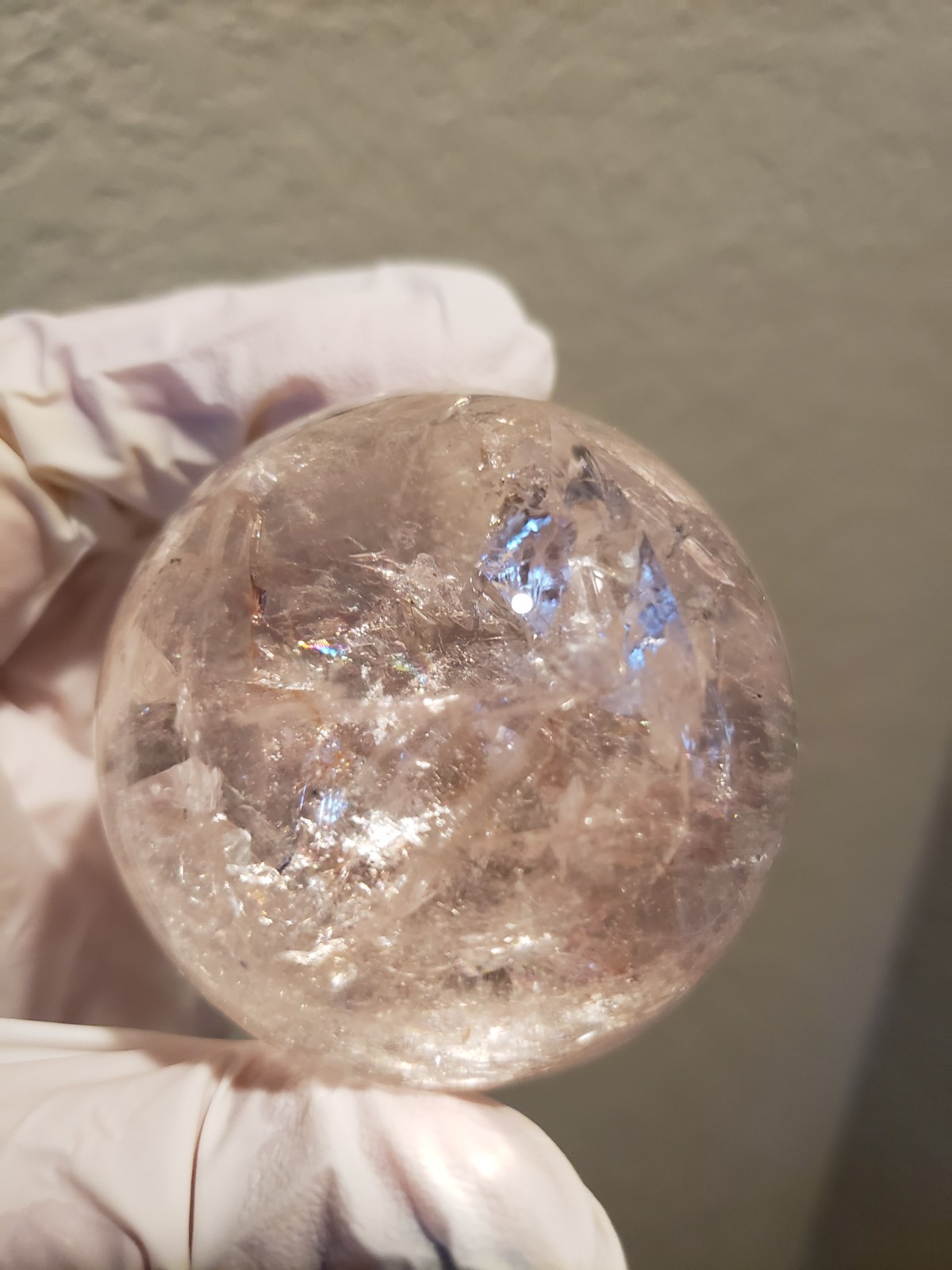 2.2″ Rare Clear Pink Azeztulite Quartz Crystal Hematite Iron Inclusions