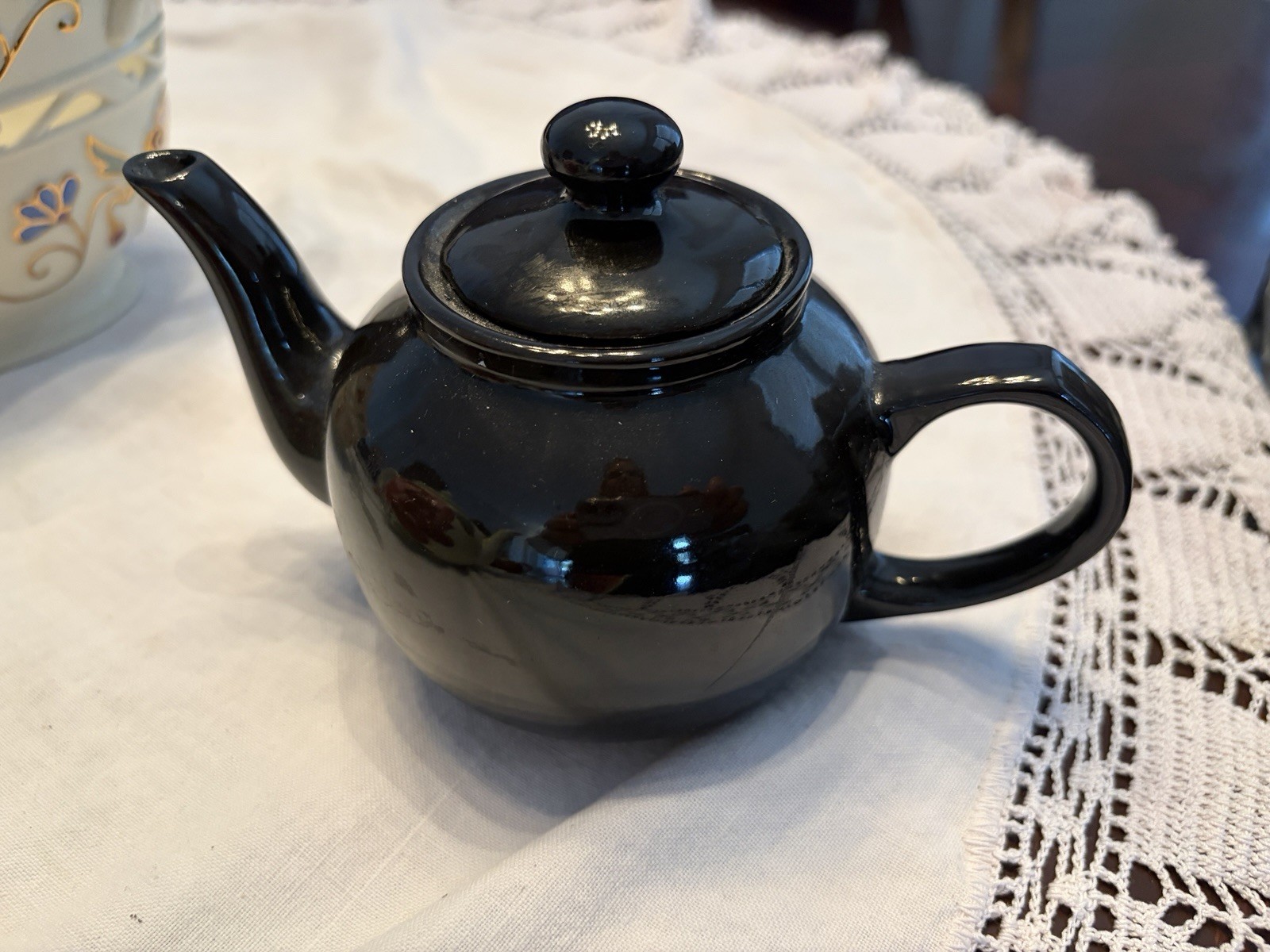 Black Ceramic Earthenware Teapot