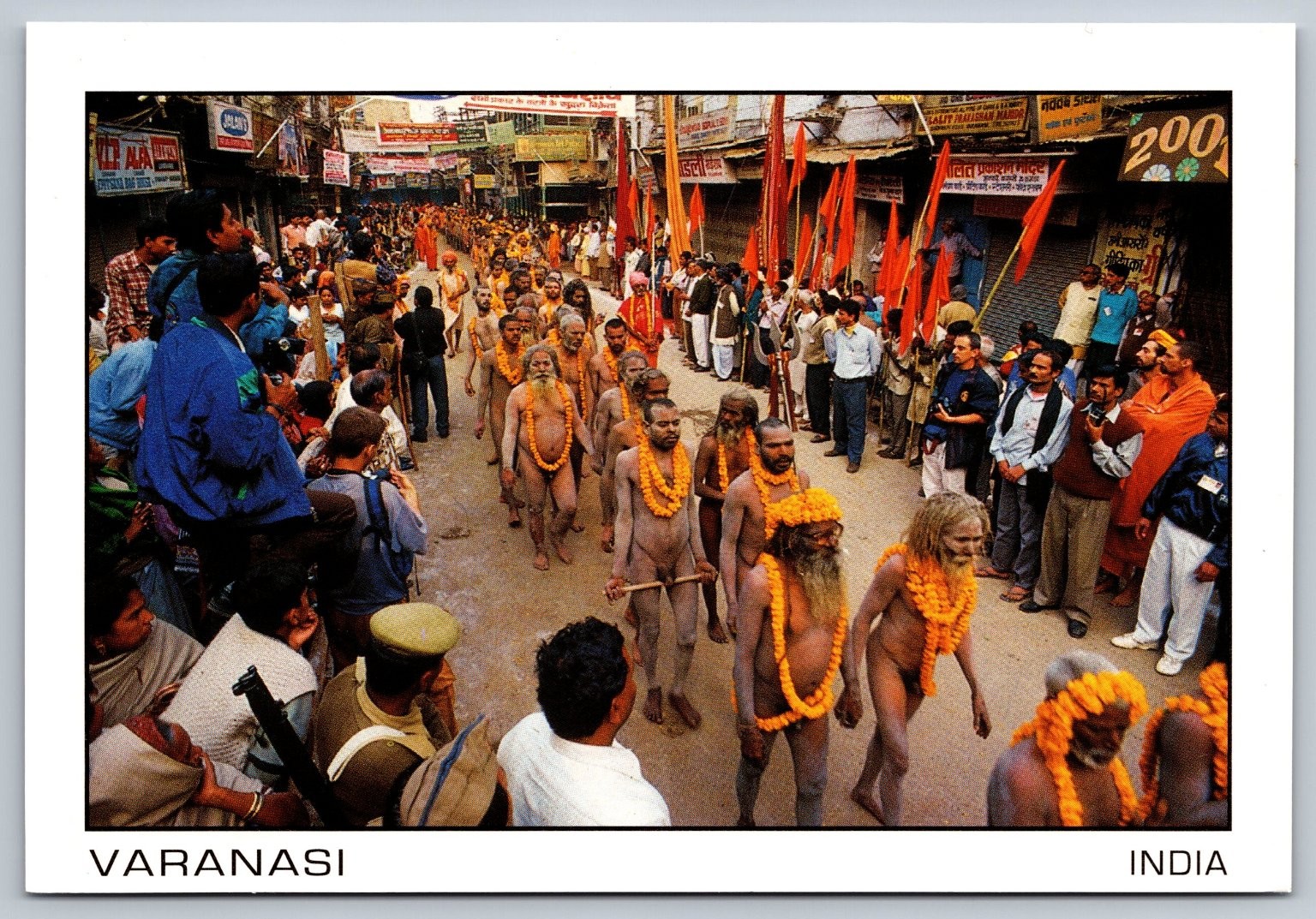 Varanasi India Naga Sadhus Shivratri Procession Postcard Srishti Clown Photo