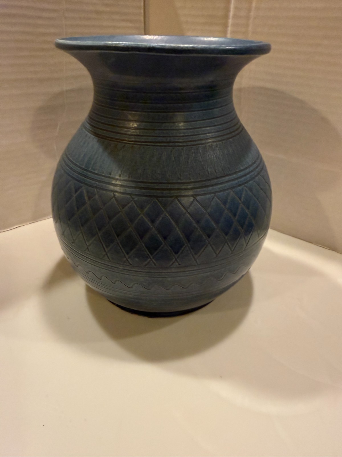 Hand Turned MADE IN WEST GERMANY VASE DEEP BLUE 7″H X 5″D