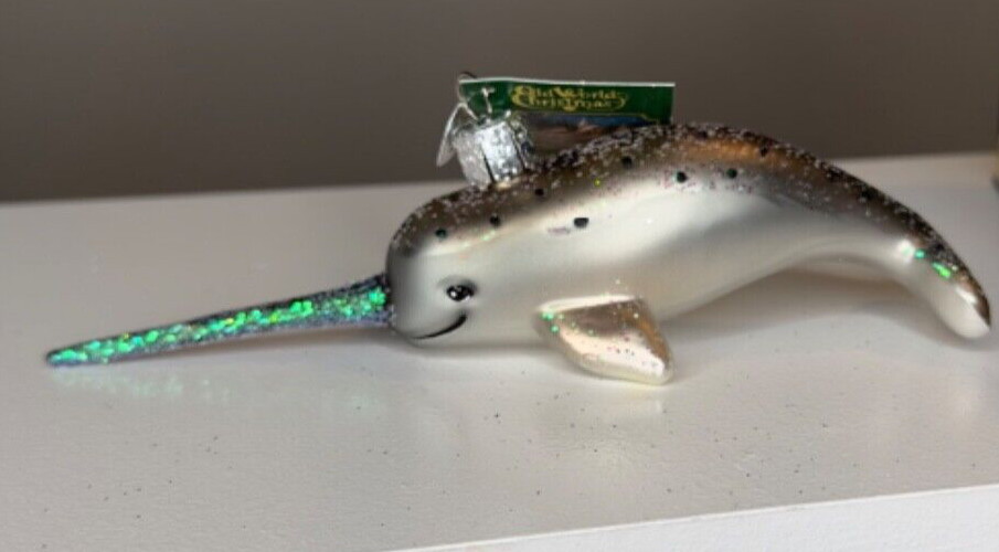 Old World Christmas Narwhal Glass Blown Ornament 12538 NWT