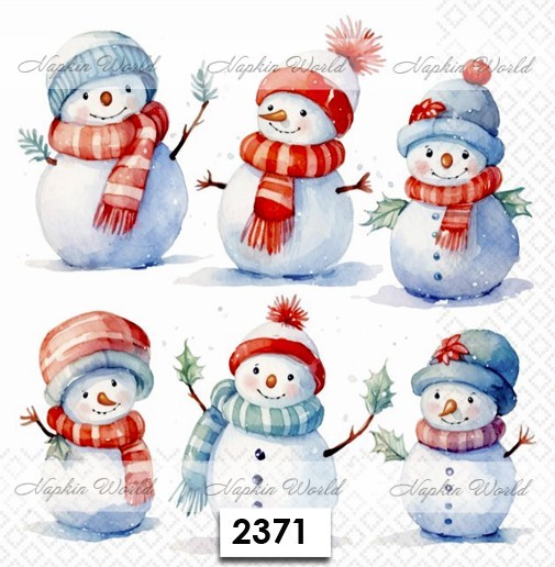 (2371) TWO Paper LUNCHEON Decoupage Art Craft Napkins – CHRISTMAS SNOWMEN SNOW