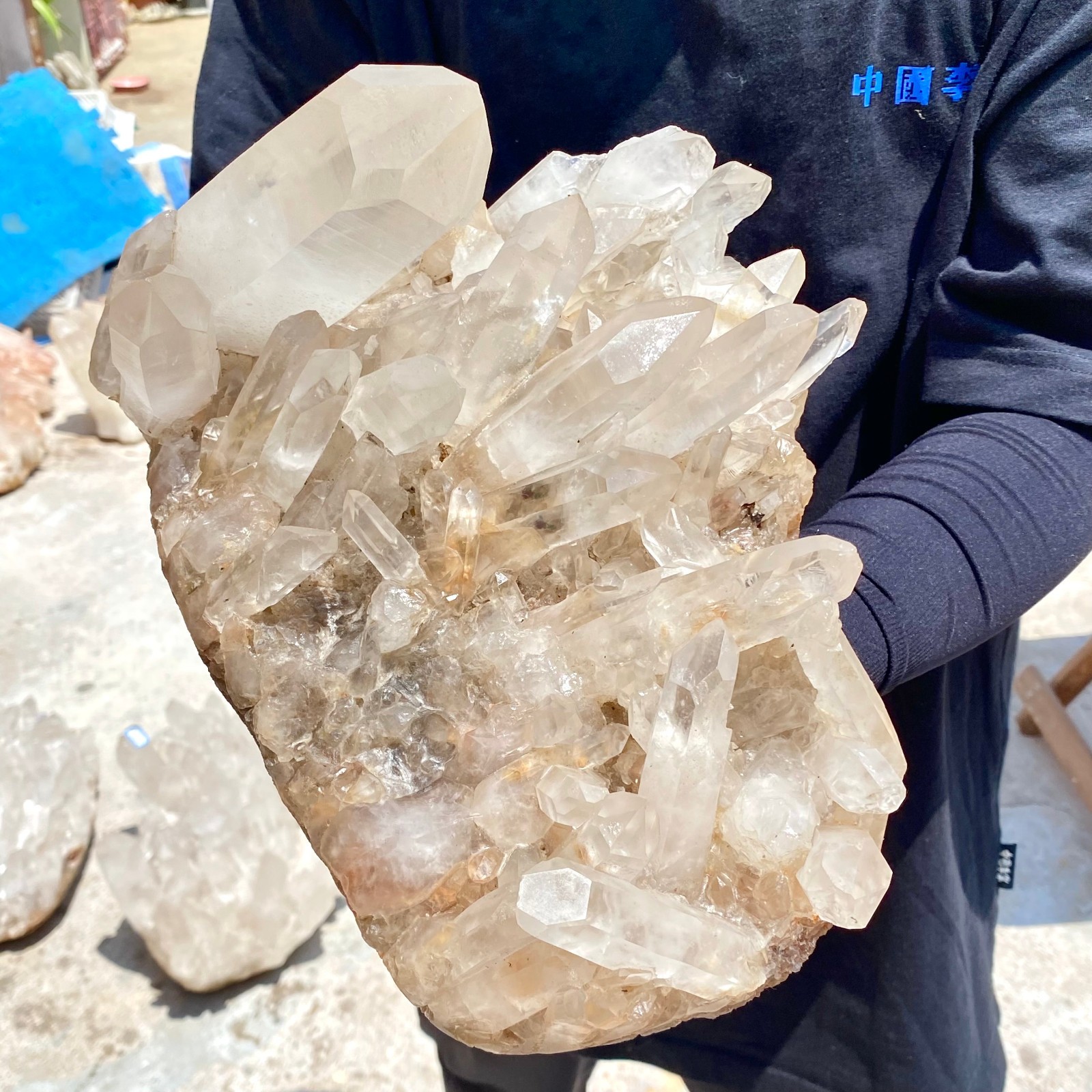16.17LB Large Natural clear white Quartz Crystal Cluster wand point healing.