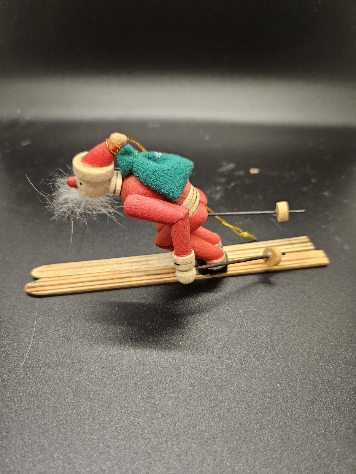 Silvestri Wooden Skiing Santa Christmas Ornament – Hand Painted 1984 5.5″ Long