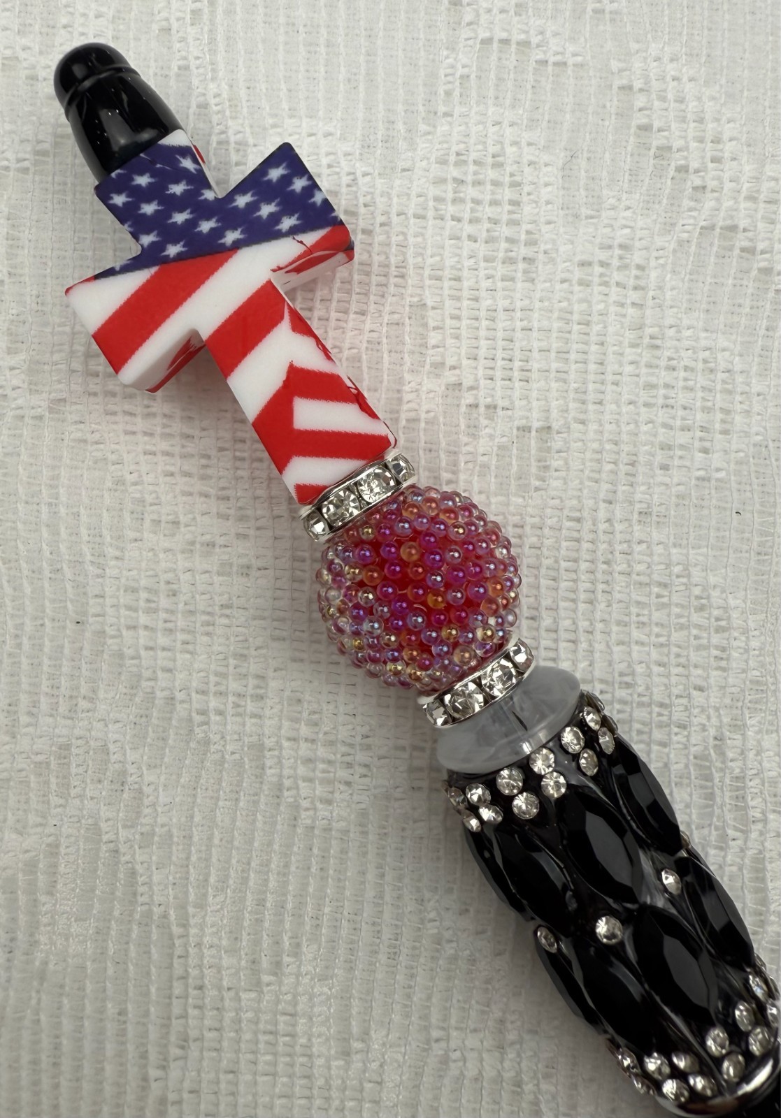 Handmade Custom beaded pens. Silicone cross. Acrylic bead.Gifts. Basket filler.