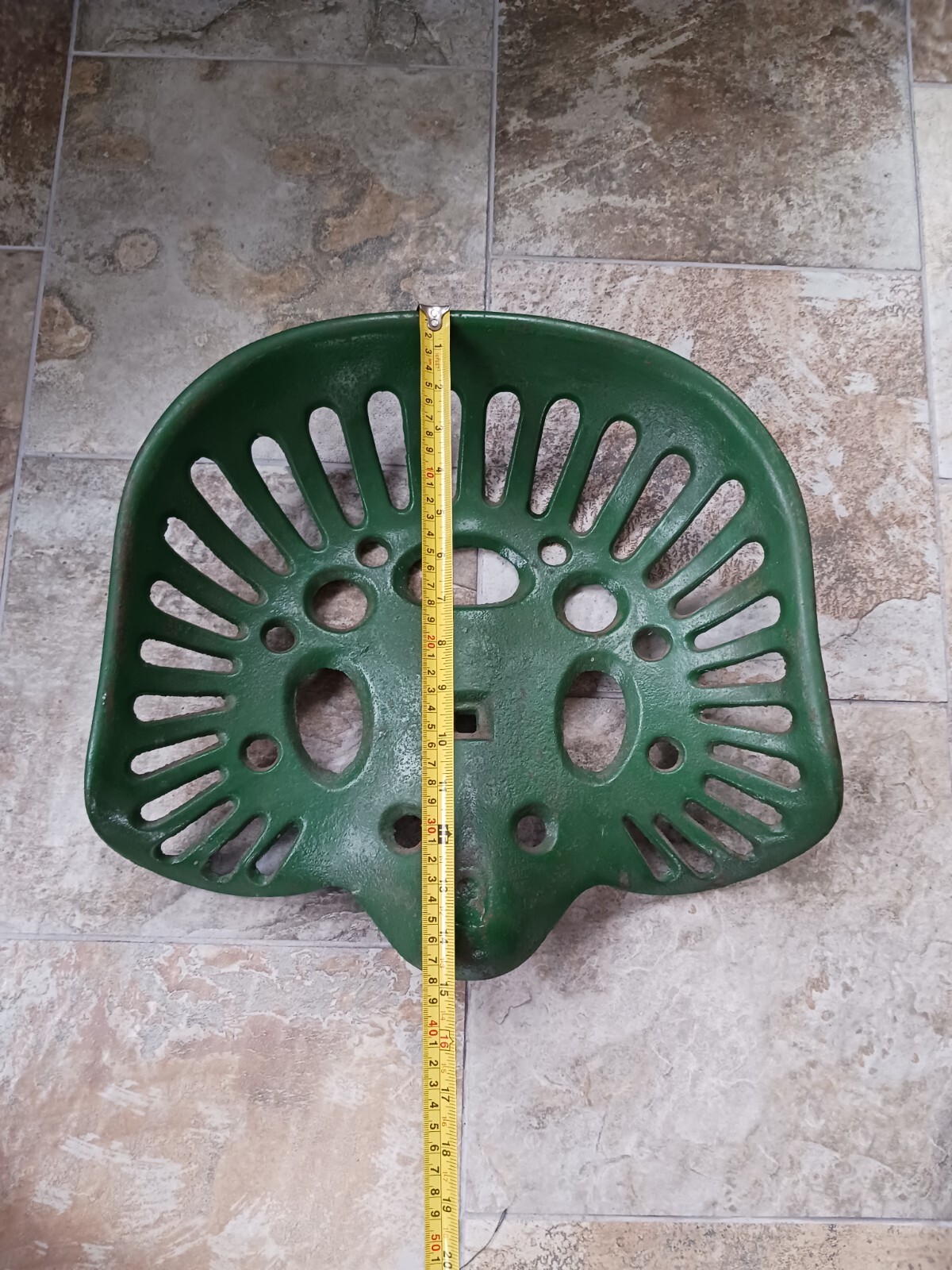 Green Cast Iron Tractor Or Implement Seat 15″ x 15.5″ Farm Country Barn Patina