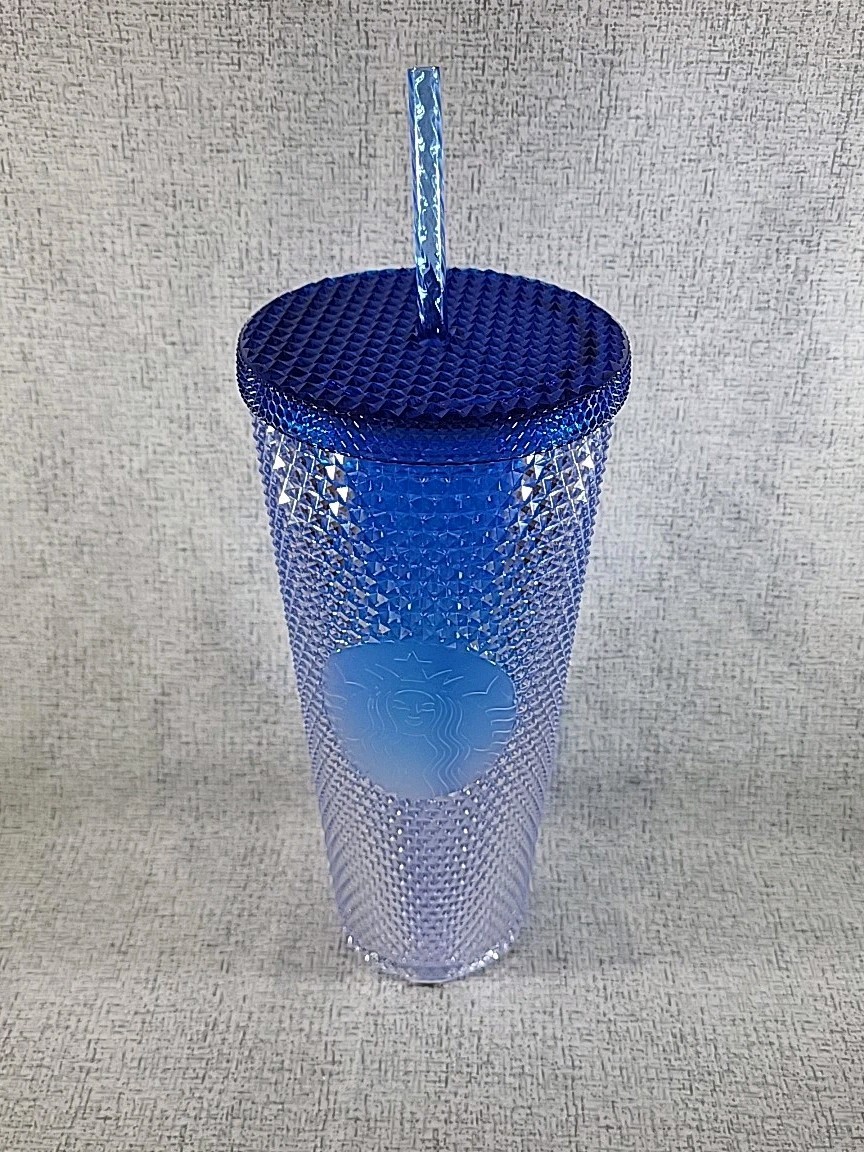 Starbucks 2021 Blue Ombre Venti 24oz Studded Cold Cup Tumbler EUC Rare