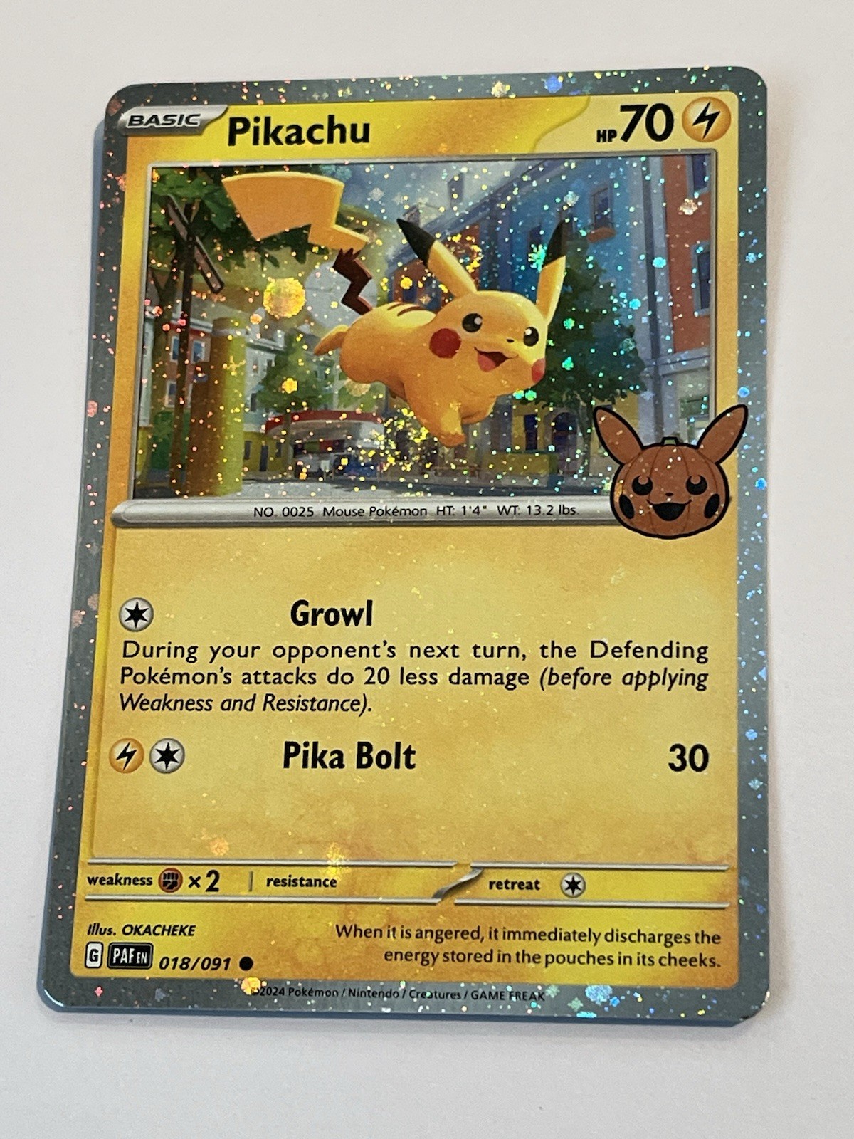 Pikachu Holo Cosmic 🌀🌀 2 Swirls # 018 / 091 Pokemon Card near MINT + 💎