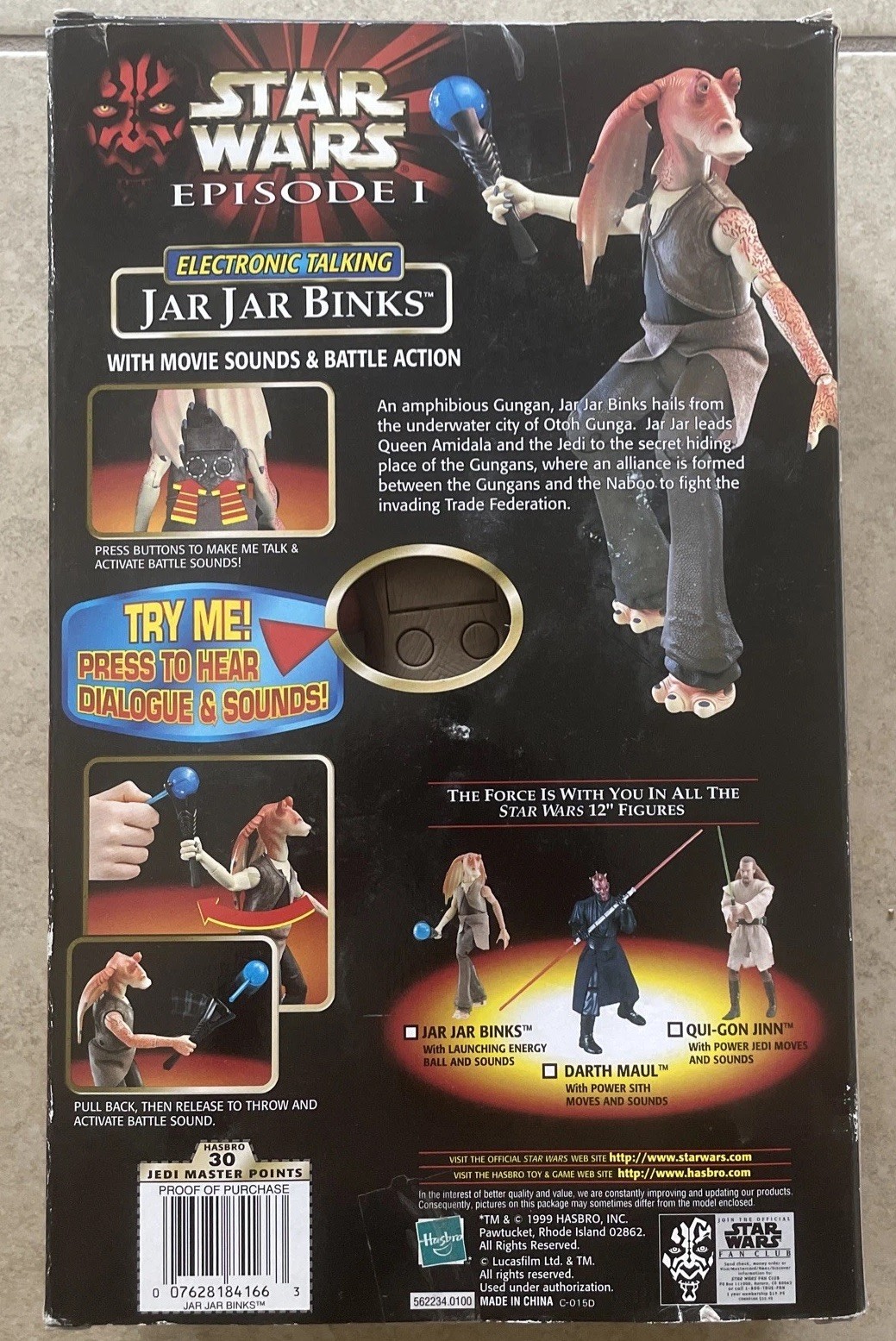 Star Wars Episode I Electronic Talking Jar Jar Binks 12″ Figure Hasbro 1999