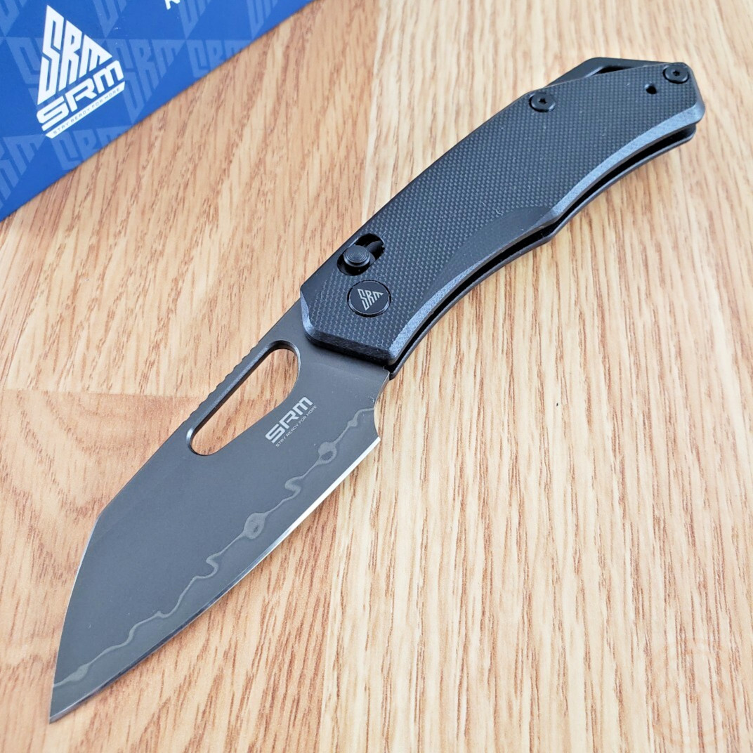 SRM Knives Folding Knife 2.88″ Laminated 140Cr Steel Blade Black G10 Handle